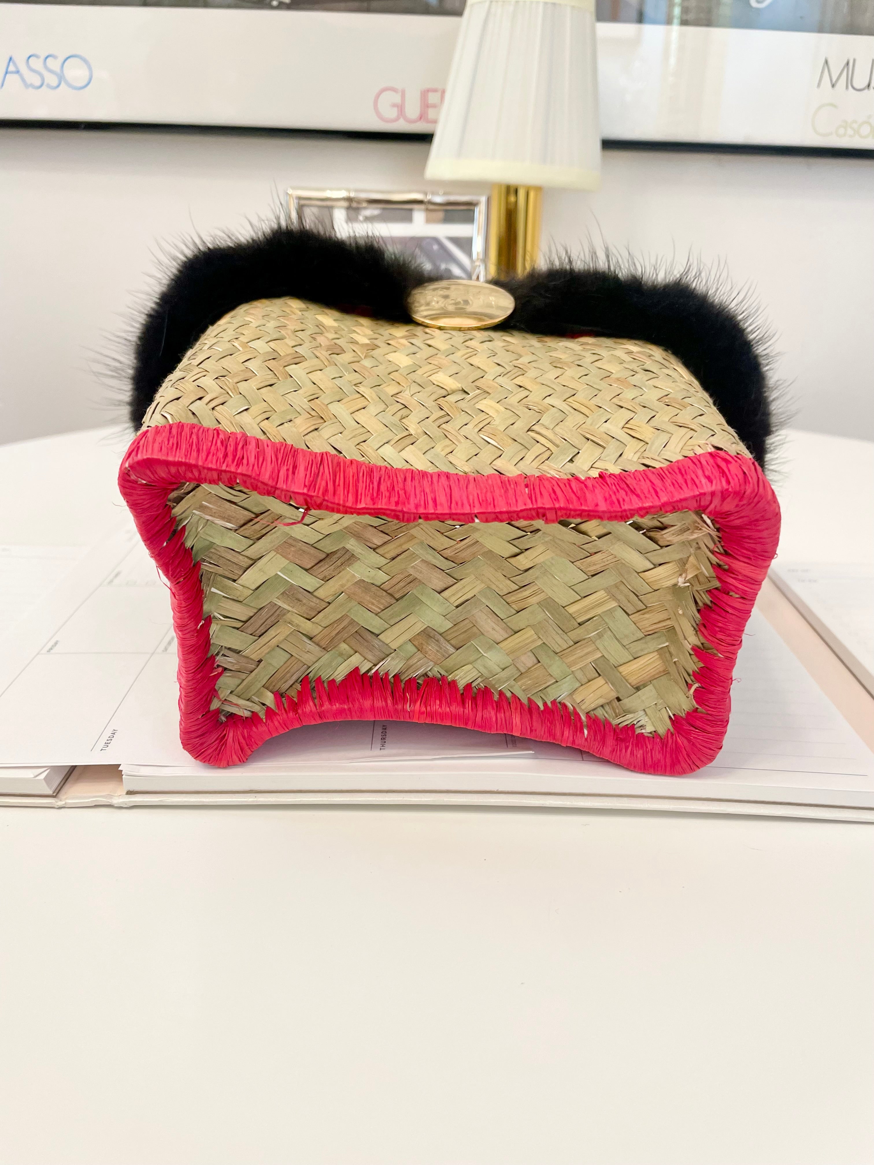 The most divine fox fur trim basket bag.... so preppy