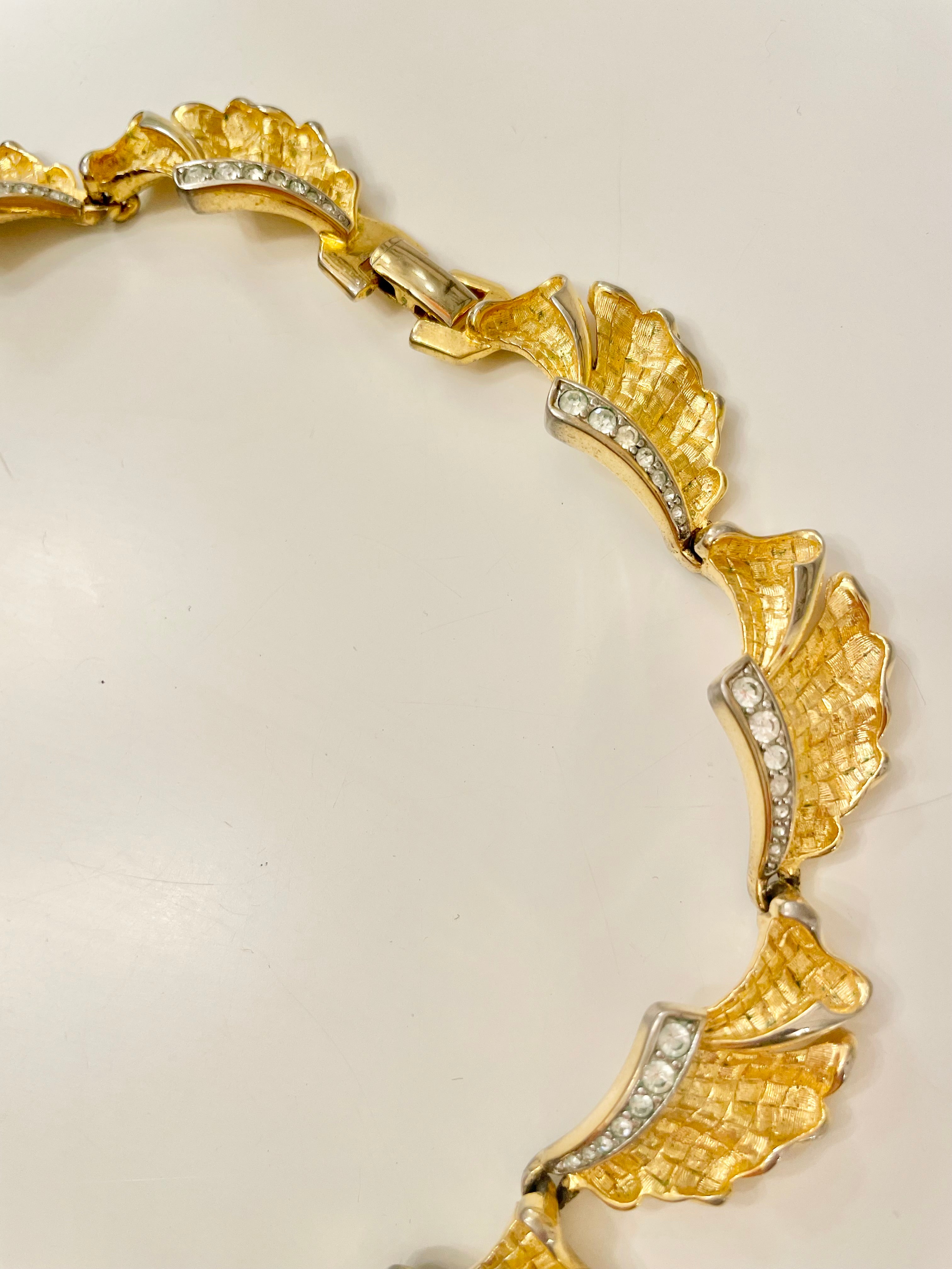 Vintage 1960's Socialite gold and pave set stone collar necklace. A rare beauty!