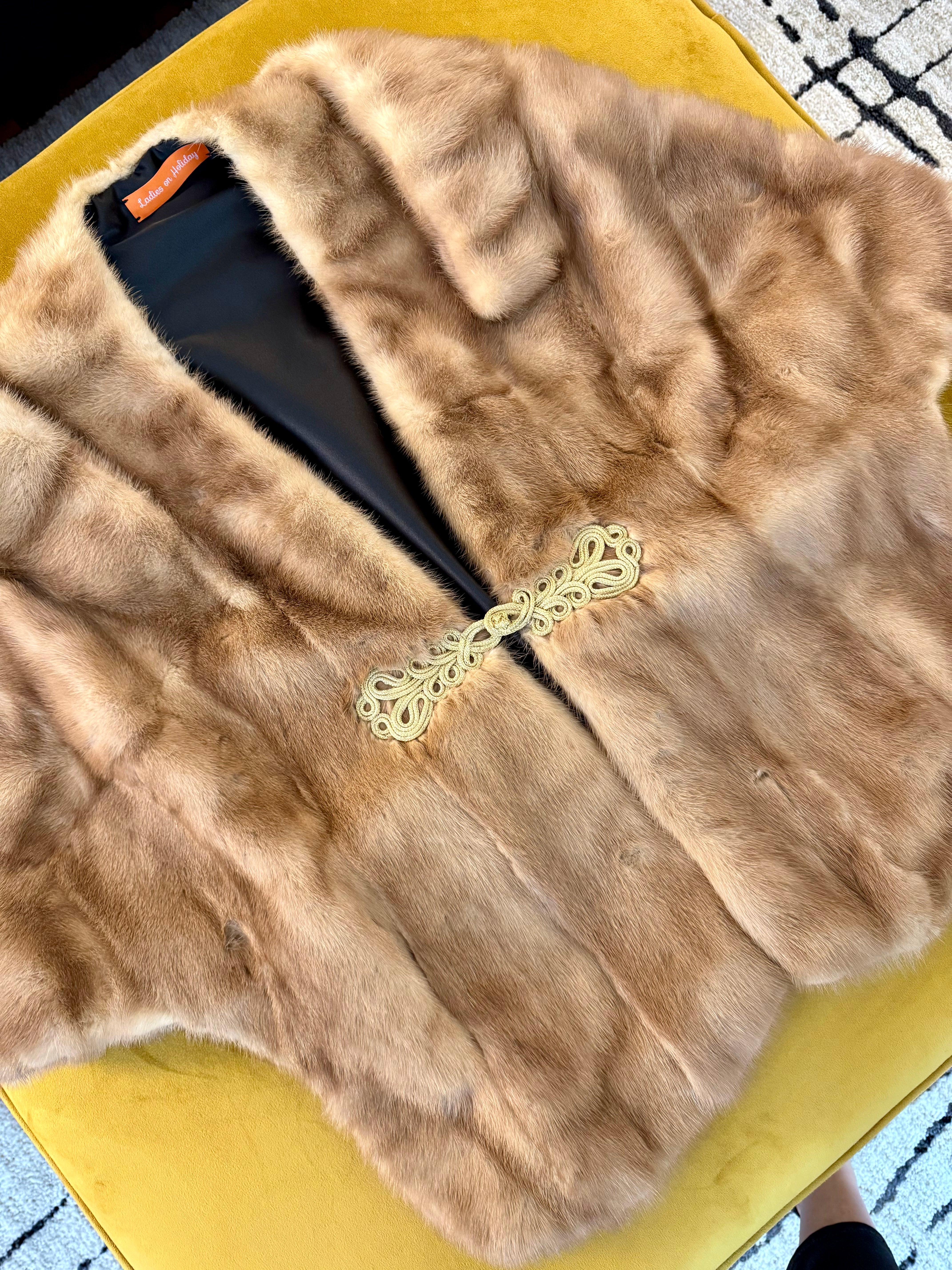Vintage stunning mink shawl with classy frog closure.