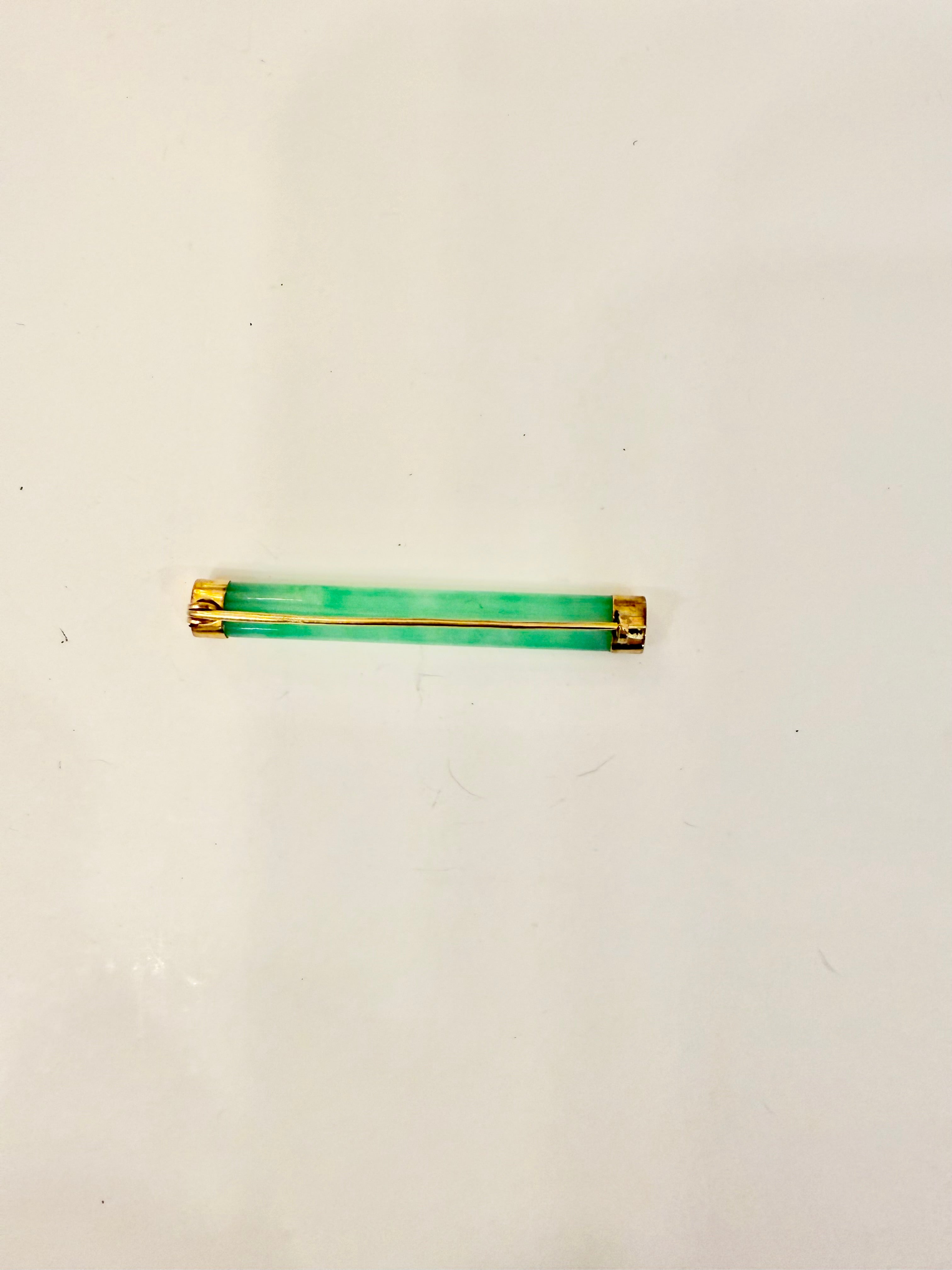 The most elegant 14K gold and genuine jade bar pin... a true classic.