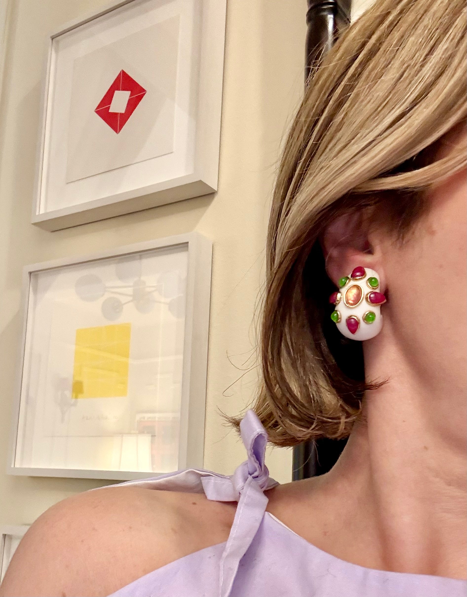 The most extraordinary colorful shrimp style earrings... a true classic