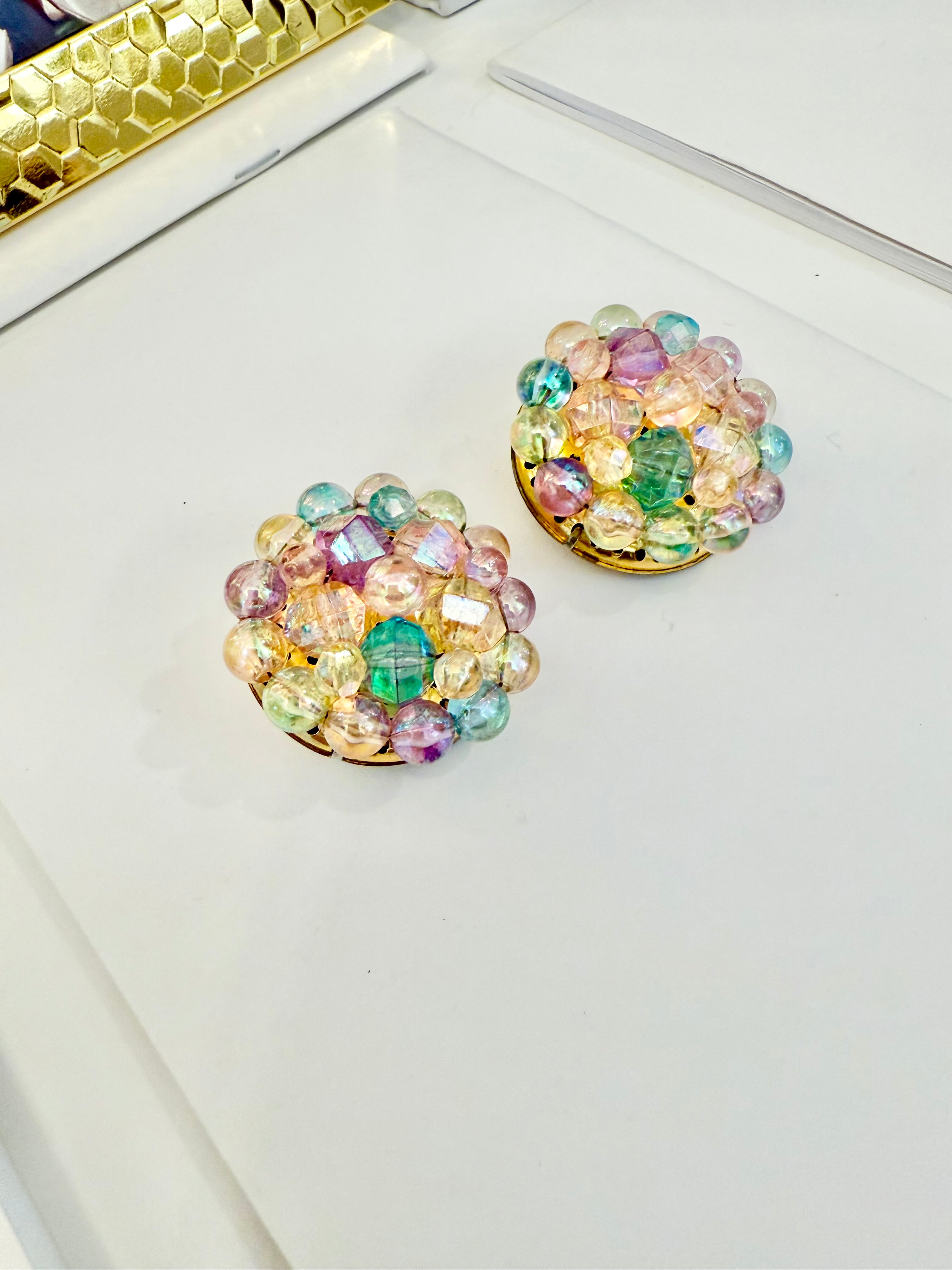 1960's divine candy colored button earrings... so pretty