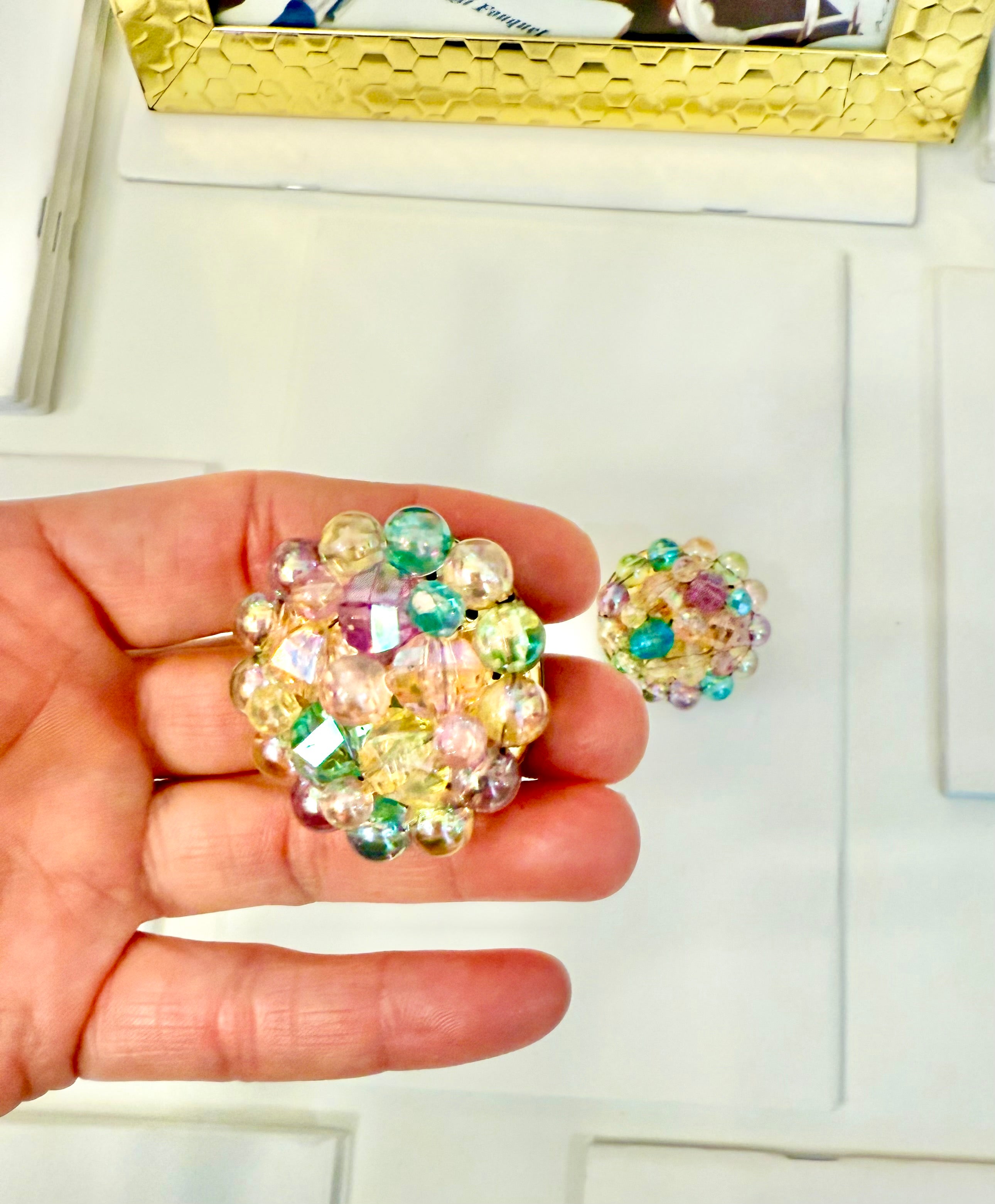 1960's divine candy colored button earrings... so pretty