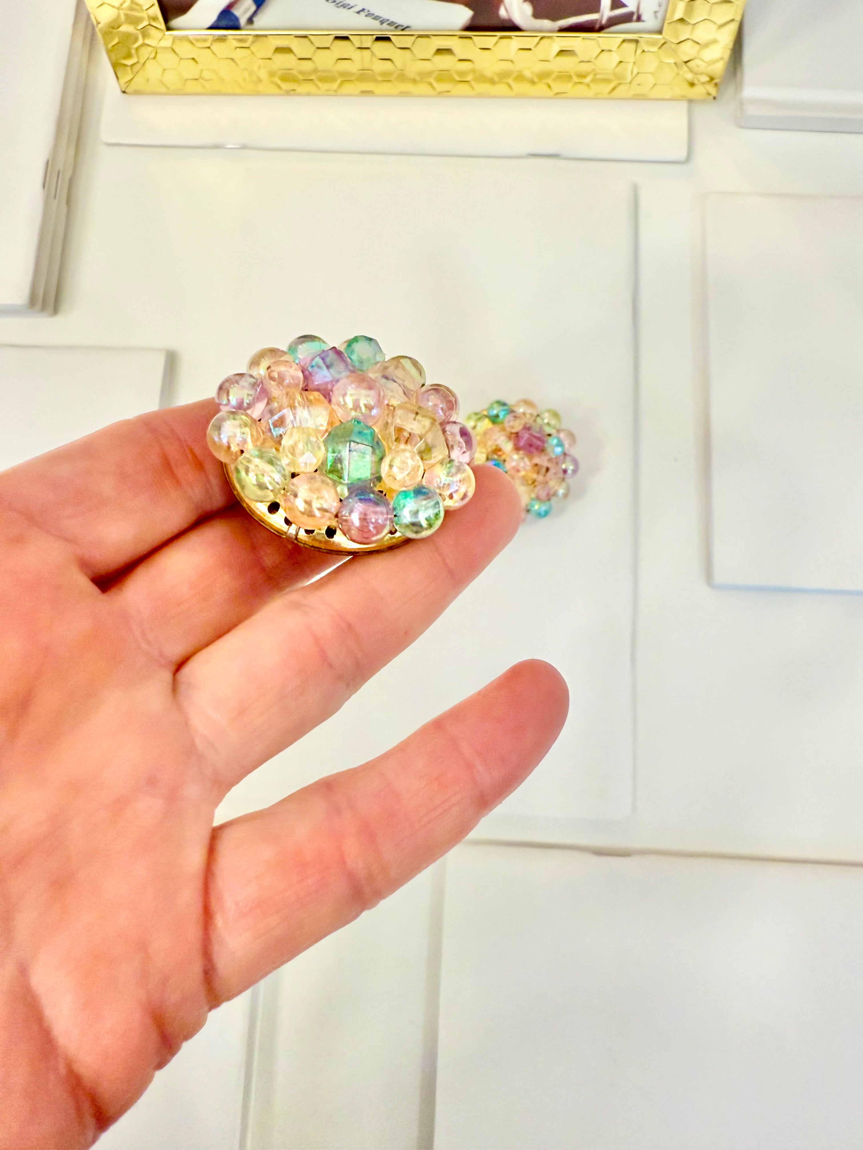 1960's divine candy colored button earrings... so pretty