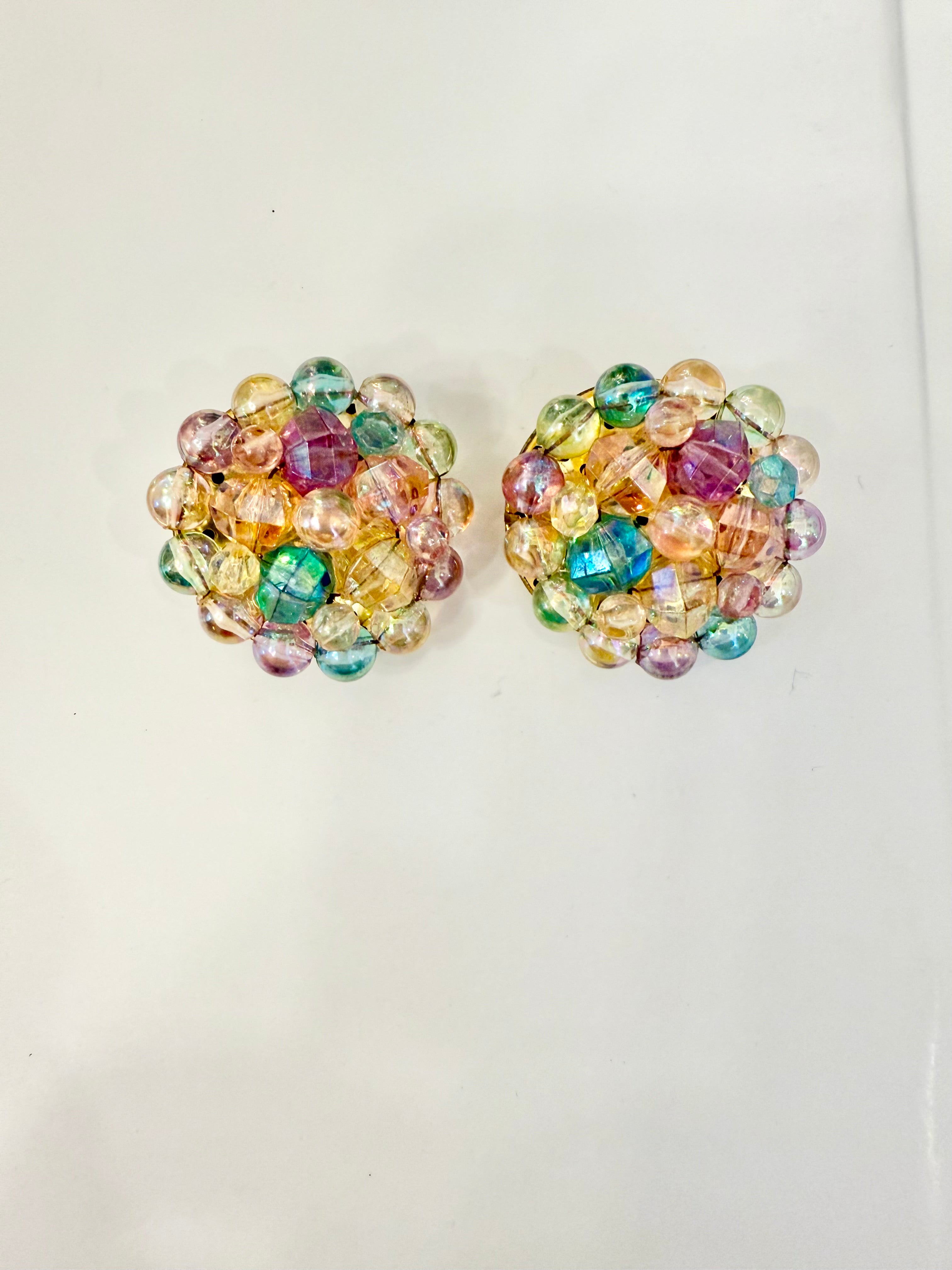 1960's divine candy colored button earrings... so pretty