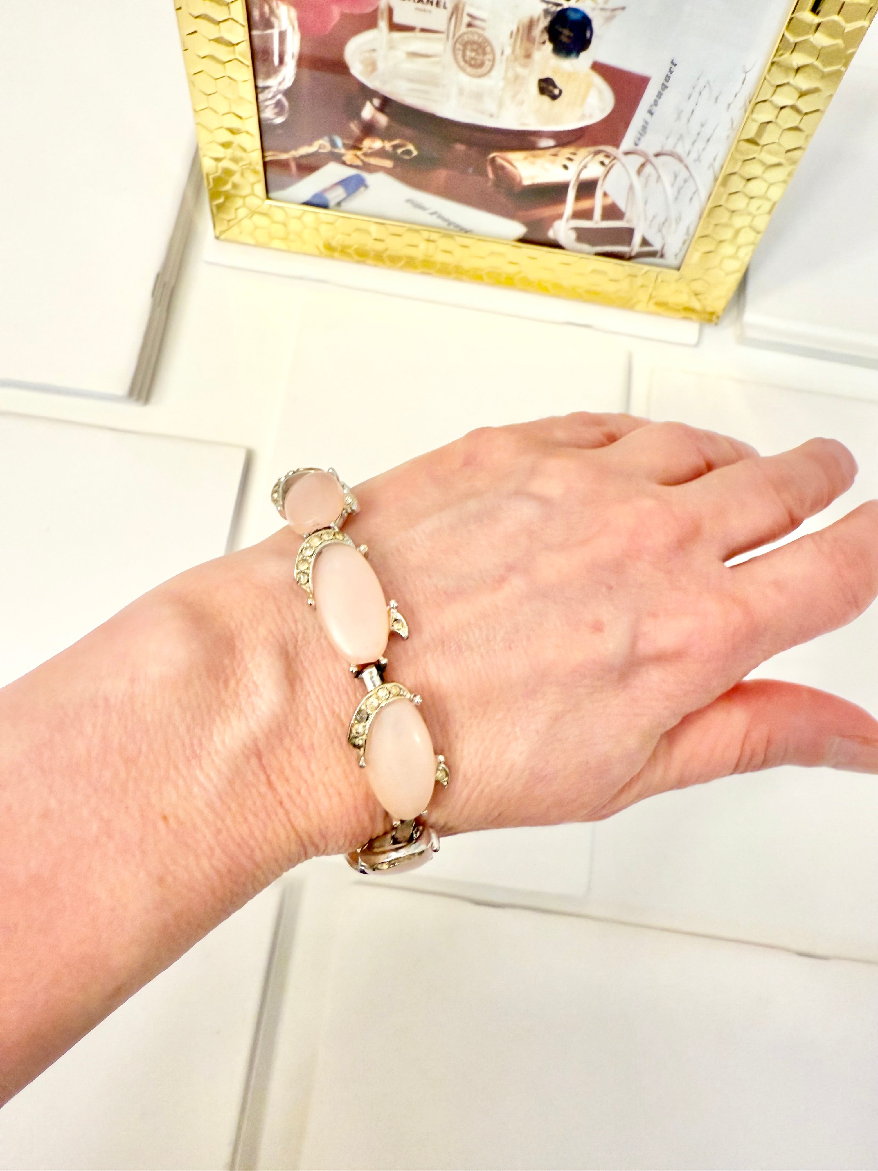 The most charming blush pink tennis style bracelet... so flirty