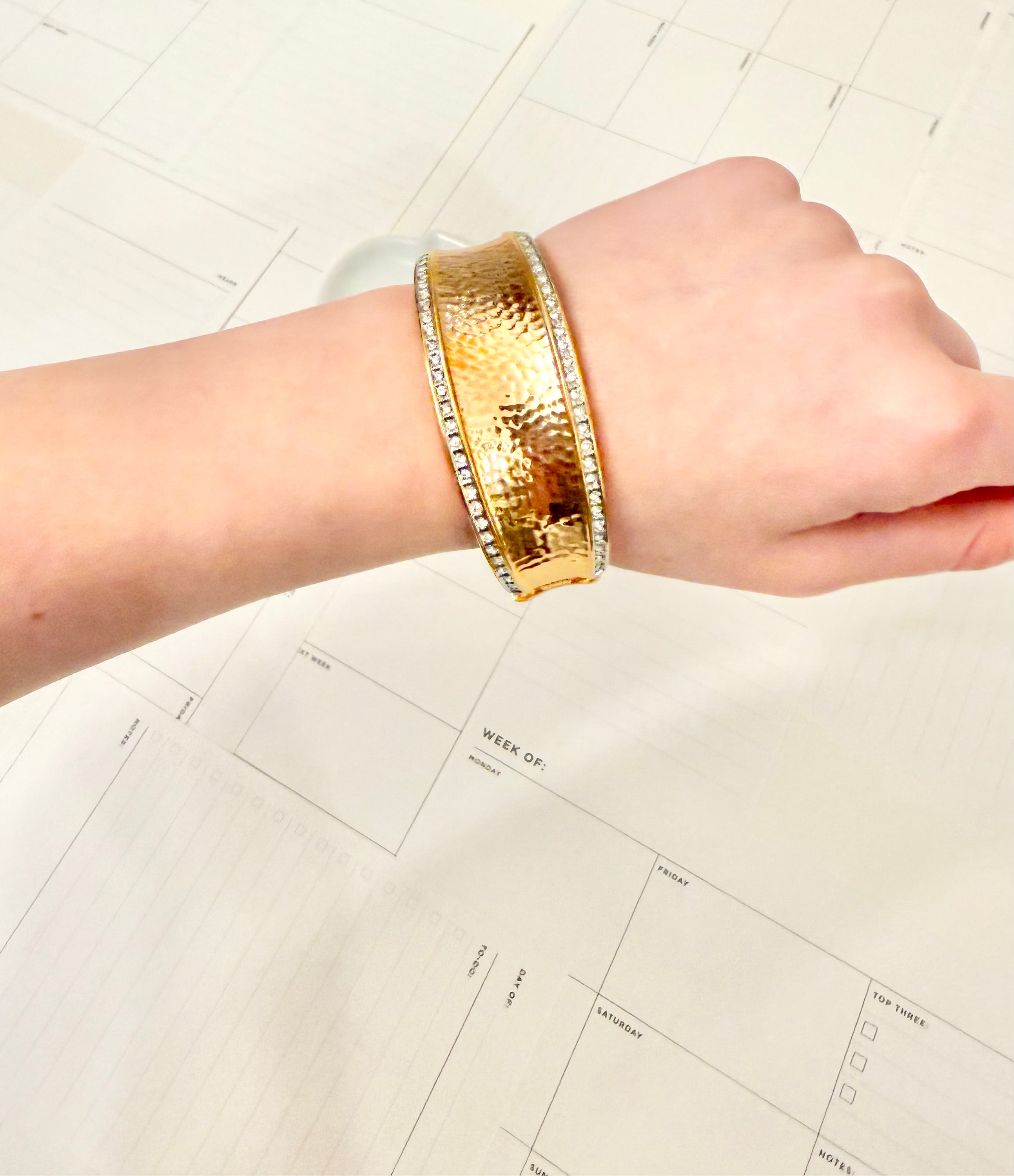 Truly classy gold plated bracelet adorned with pave set stones... lovely