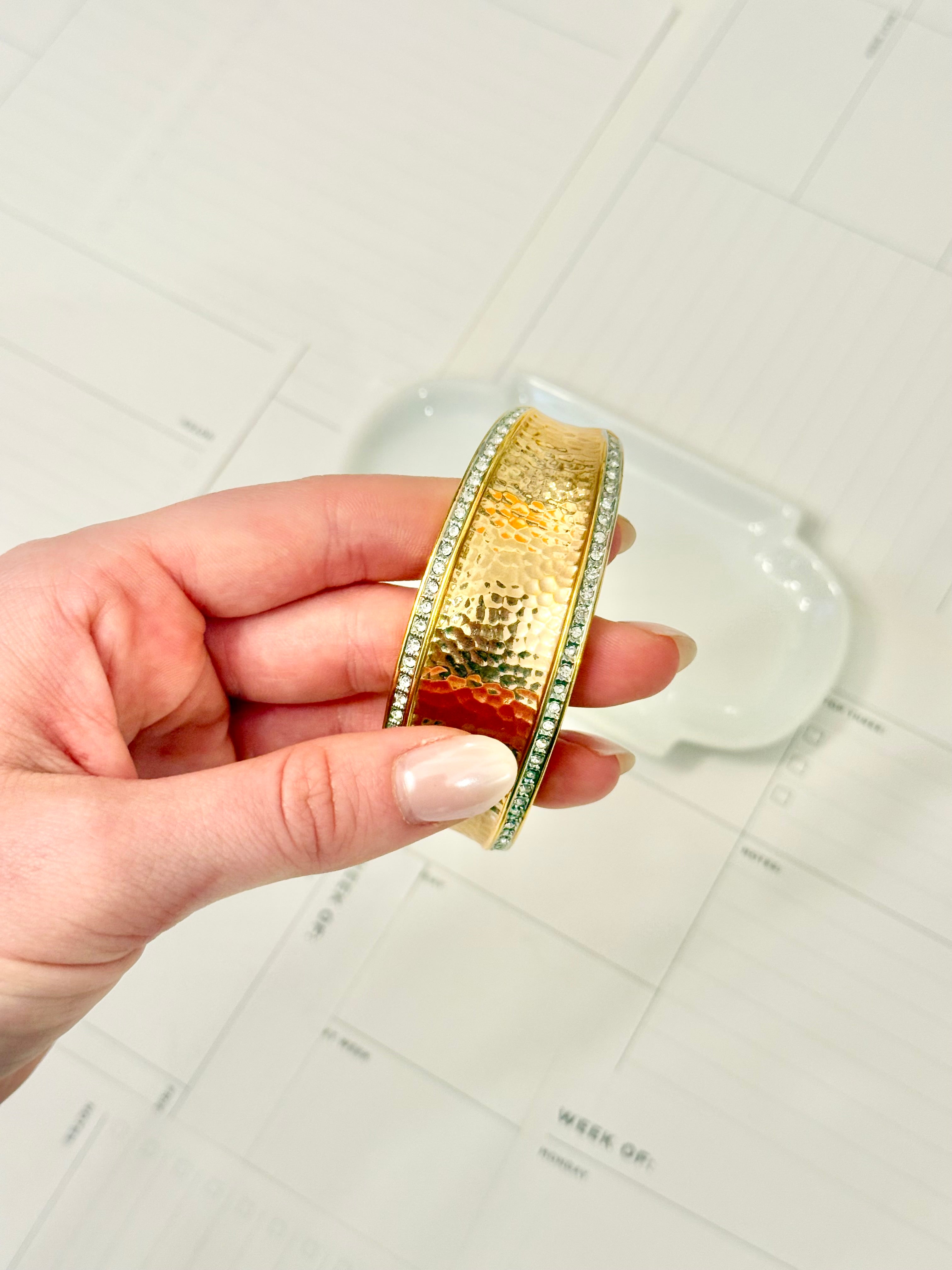 Truly classy gold plated bracelet adorned with pave set stones... lovely