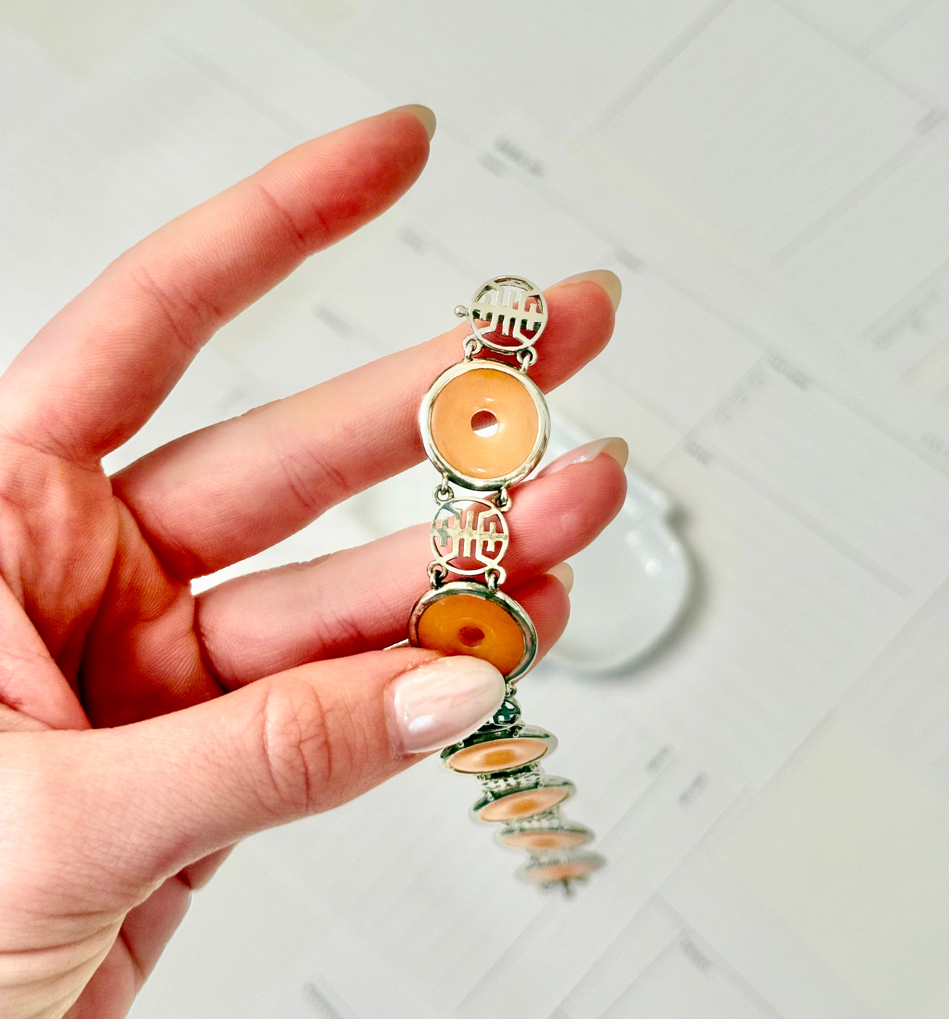 The most whimsical jade sterling bracelet.....