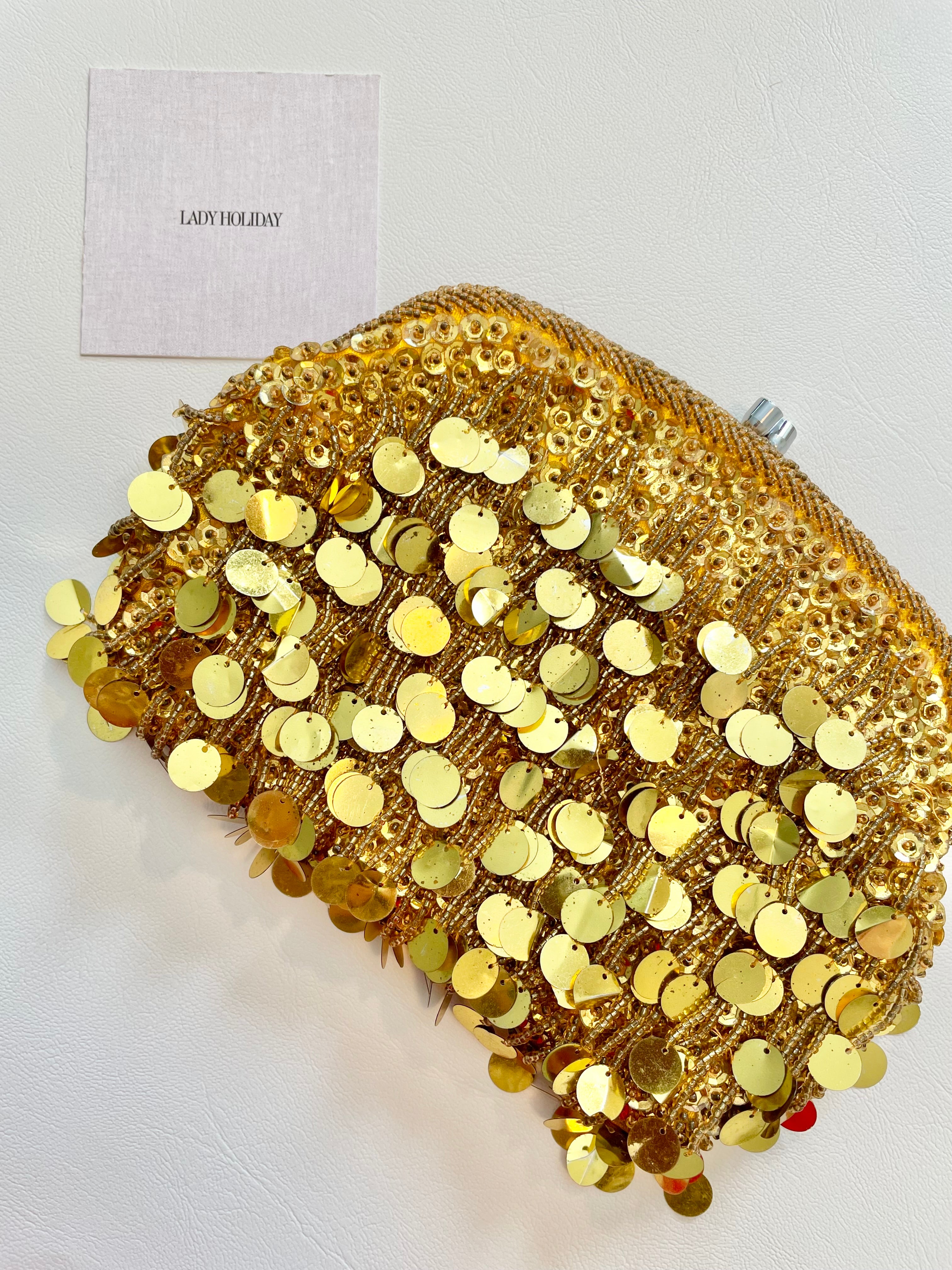 Vintage 1960's gold sequin and beaded party girl clutch bag... so divine bag
