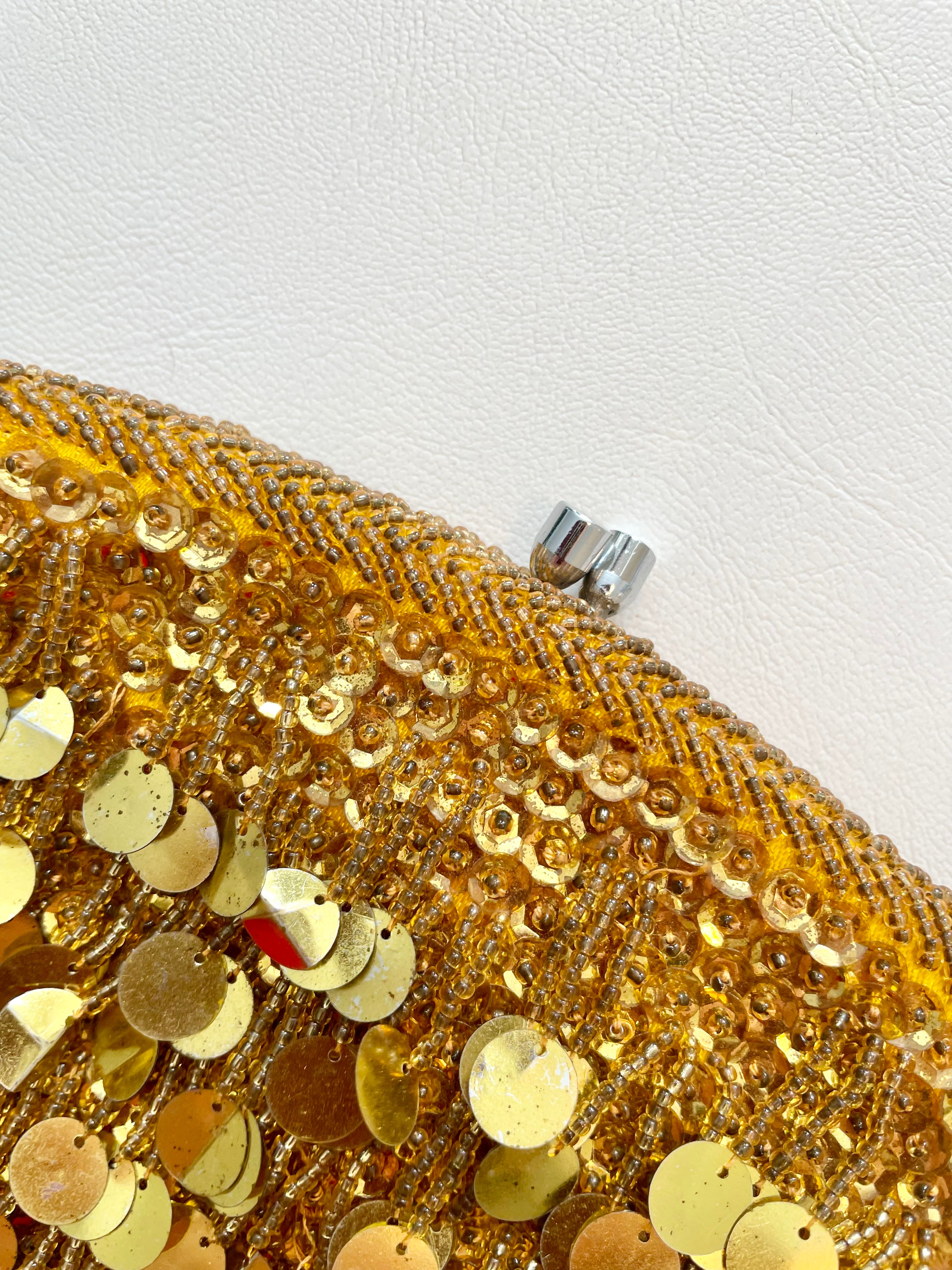 Vintage 1960's gold sequin and beaded party girl clutch bag... so divine bag