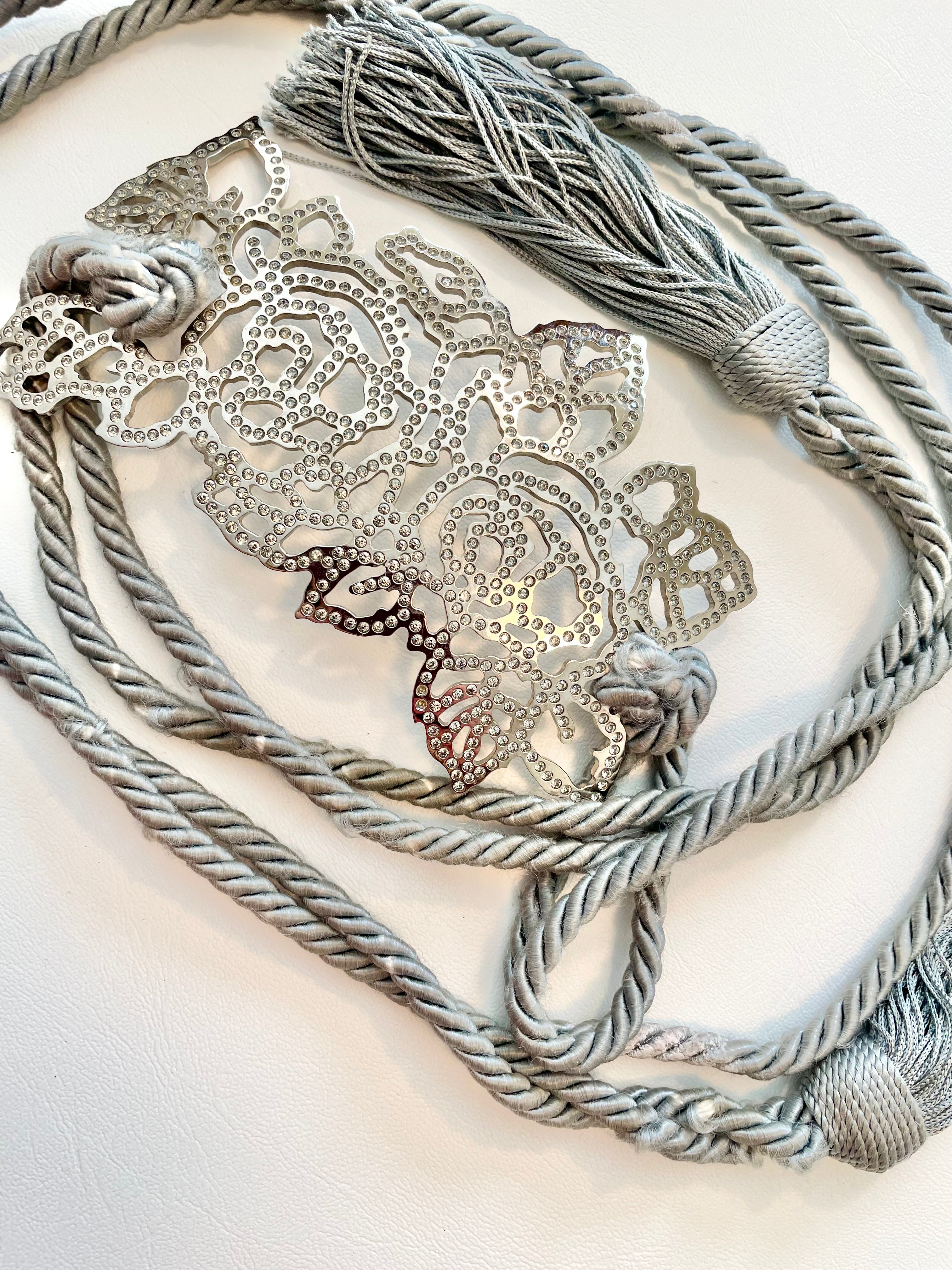 Authentic vintage Valentino gray silk cord stunning belt... love the tassels.