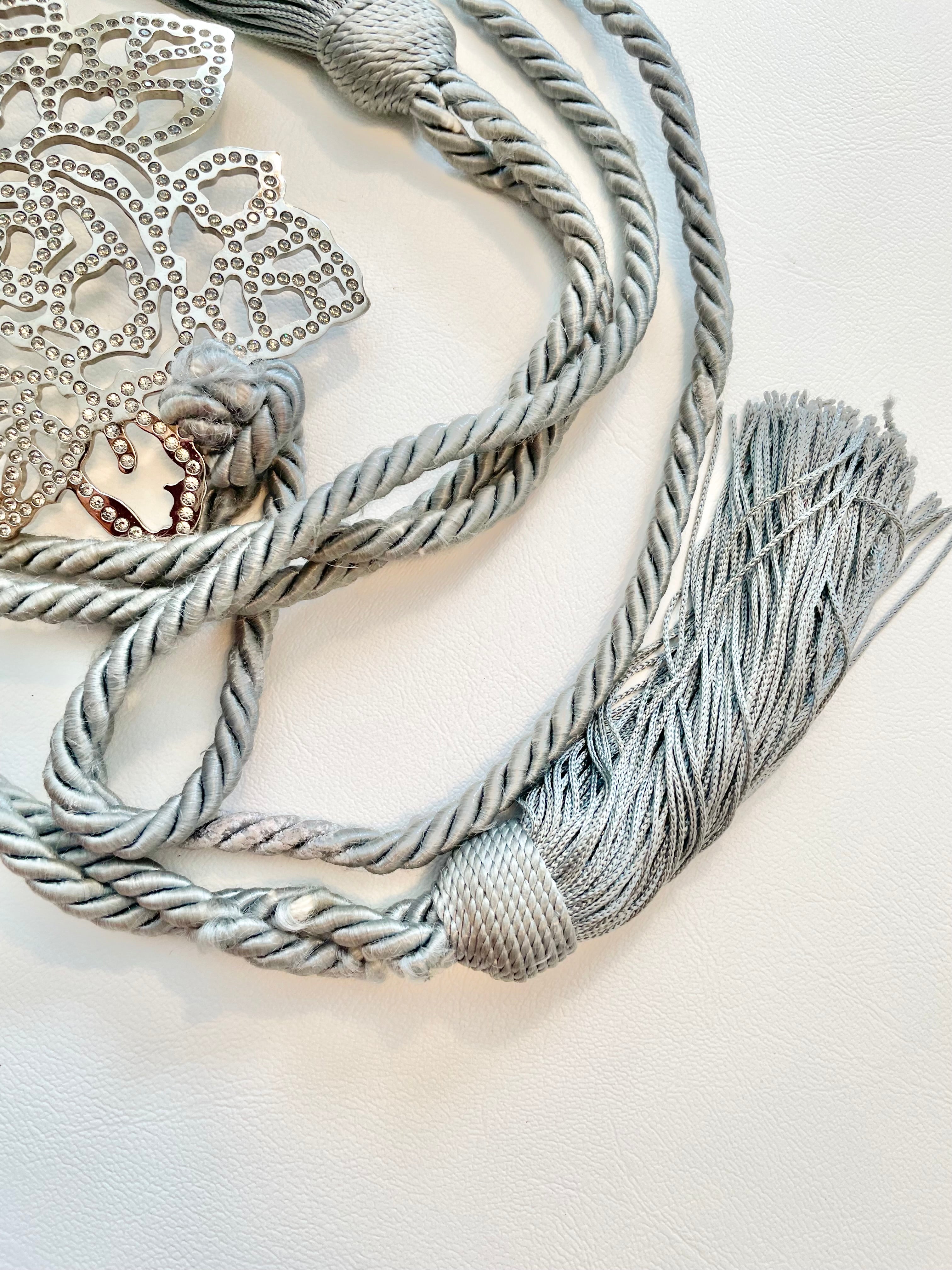 Authentic vintage Valentino gray silk cord stunning belt... love the tassels.