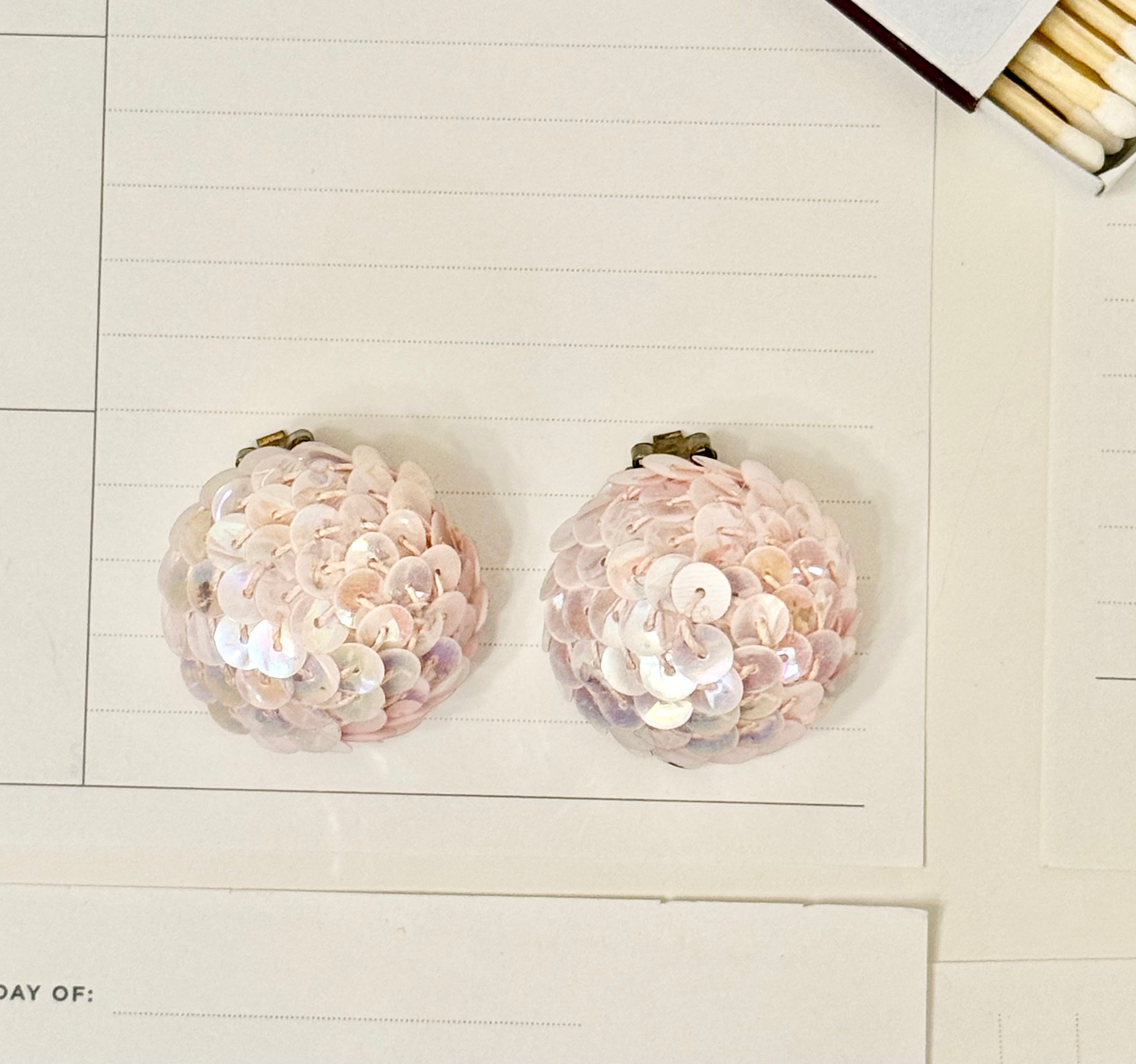 The most feminine soft pink button earrings...
