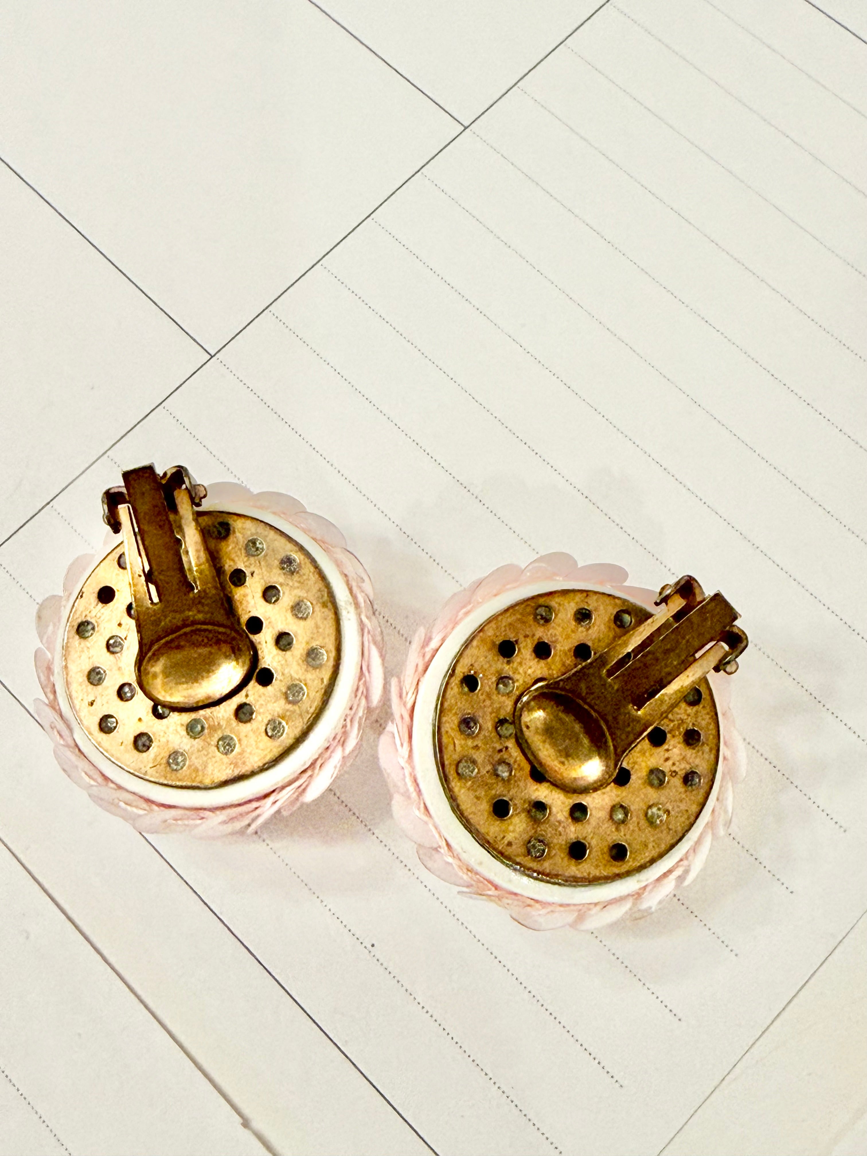 The most feminine soft pink button earrings...