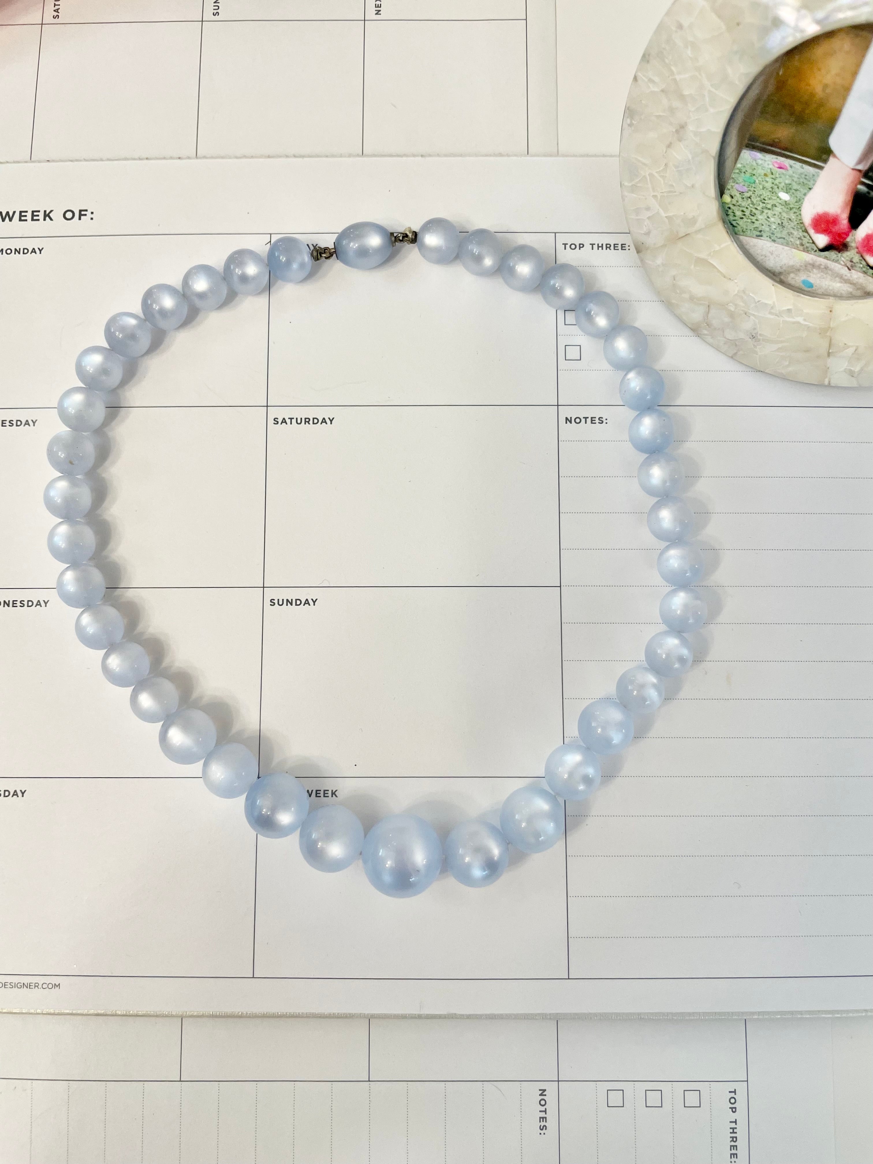 1960's feminine soft blue moon glow necklace... so charming