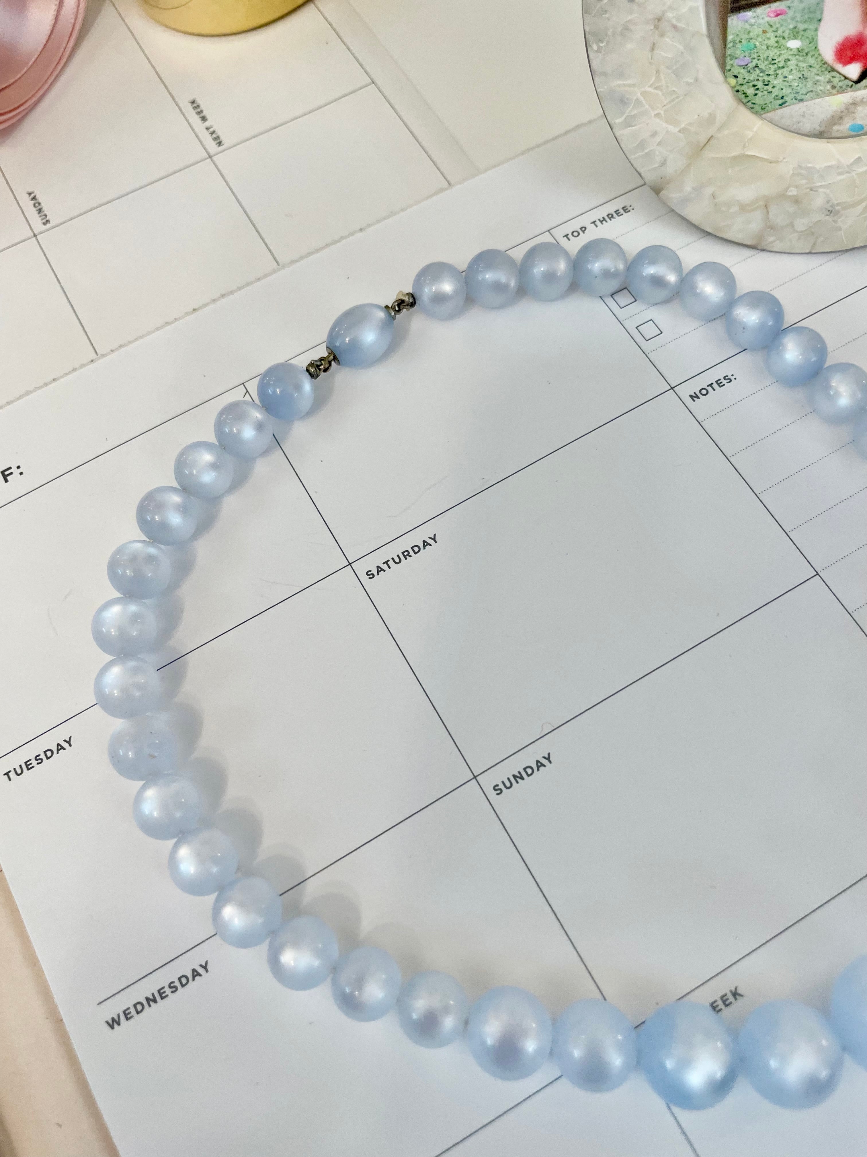 1960's feminine soft blue moon glow necklace... so charming