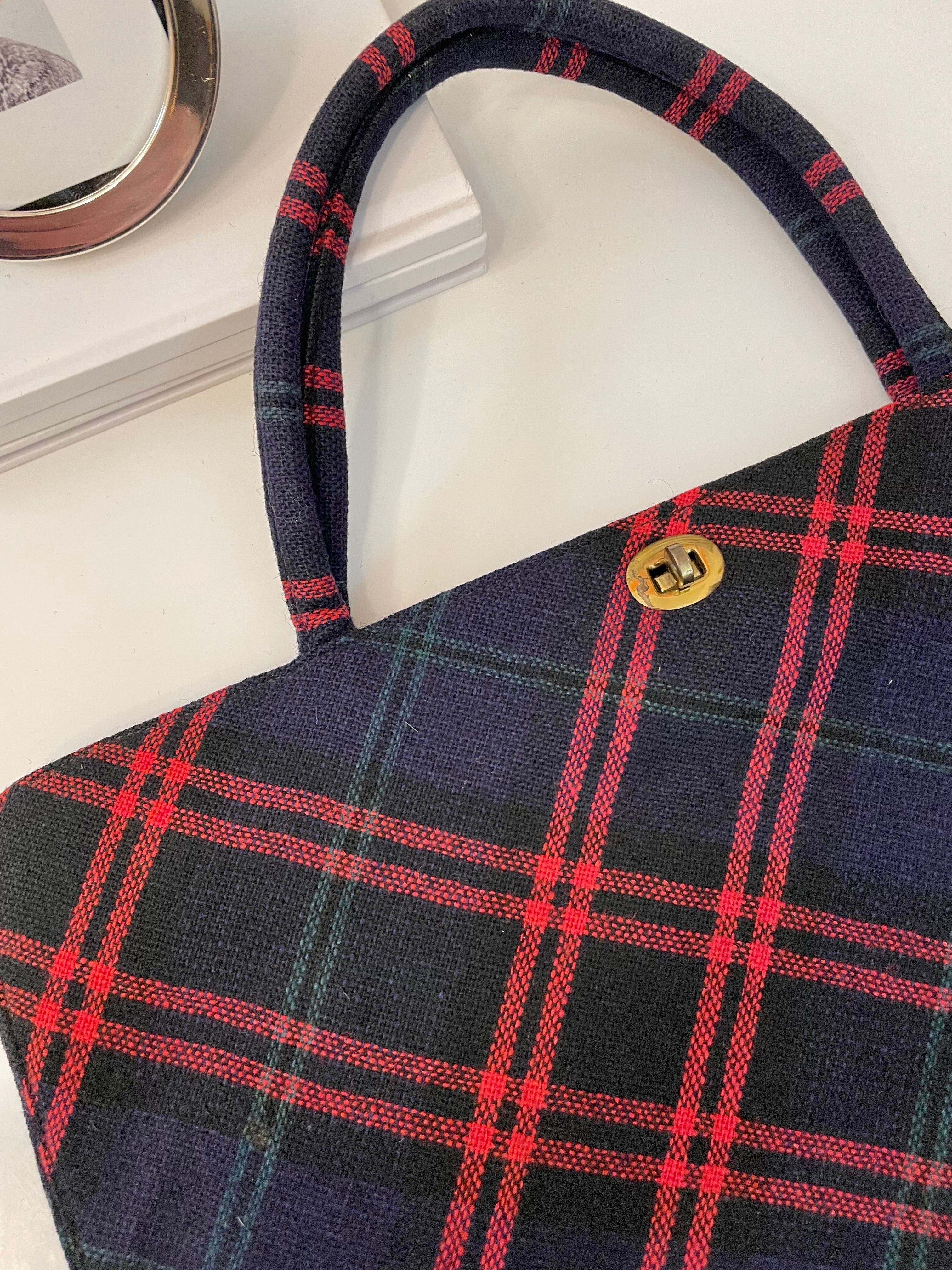 Vintage rare Margaret Smith, wool plaid tote bag.... so classy