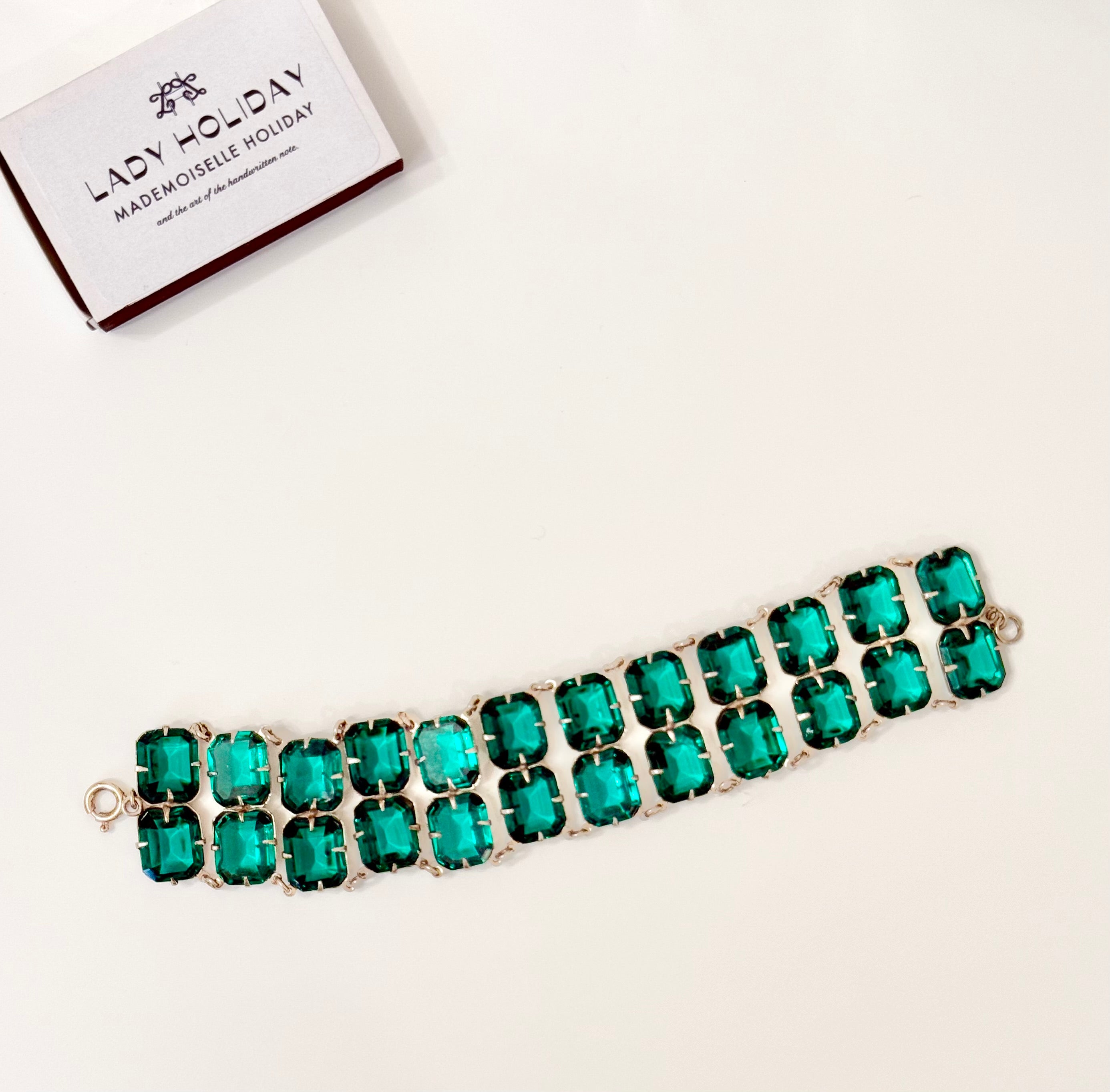 The most divine estate emerald glass bracelet