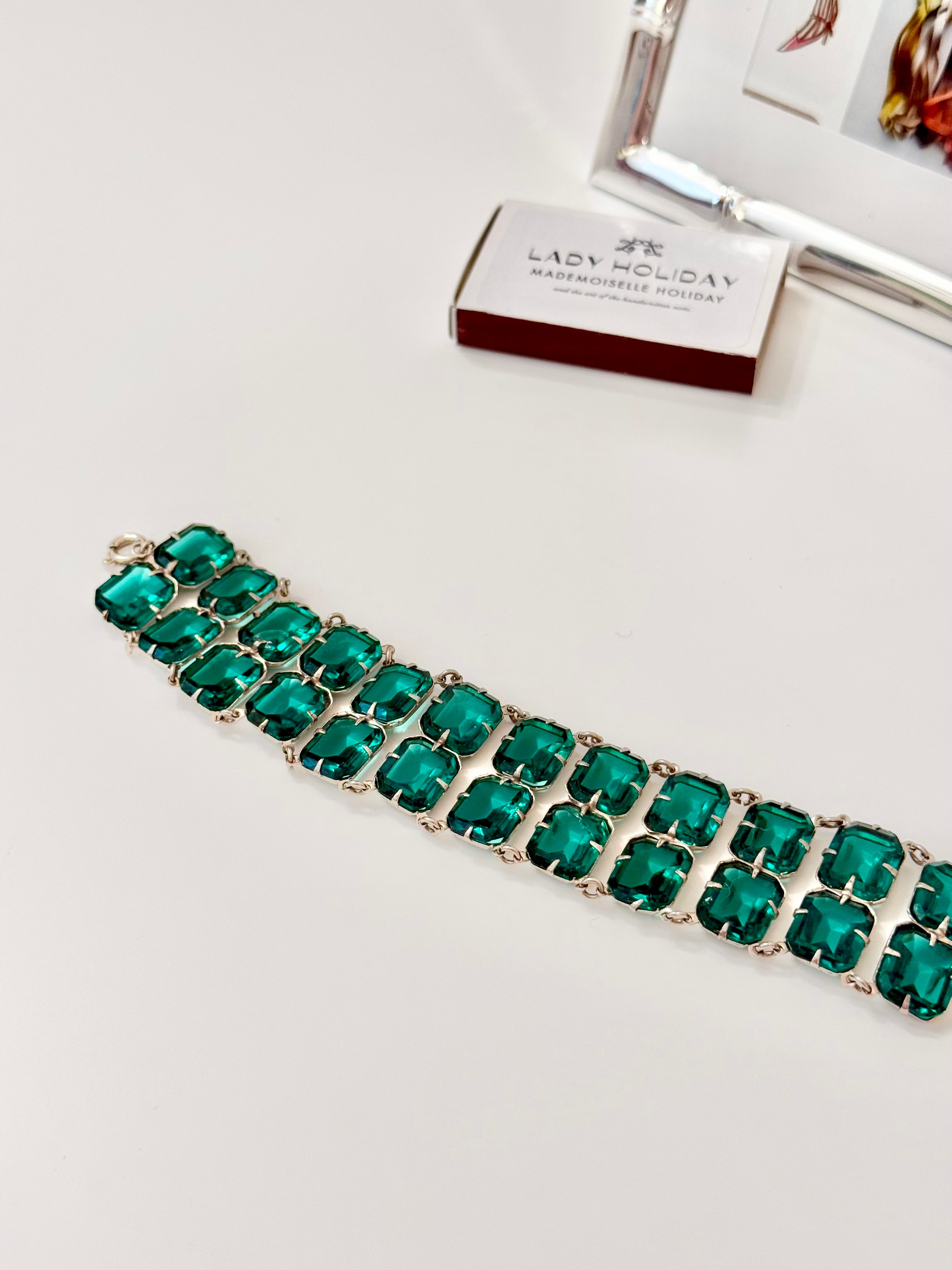 The most divine estate emerald glass bracelet