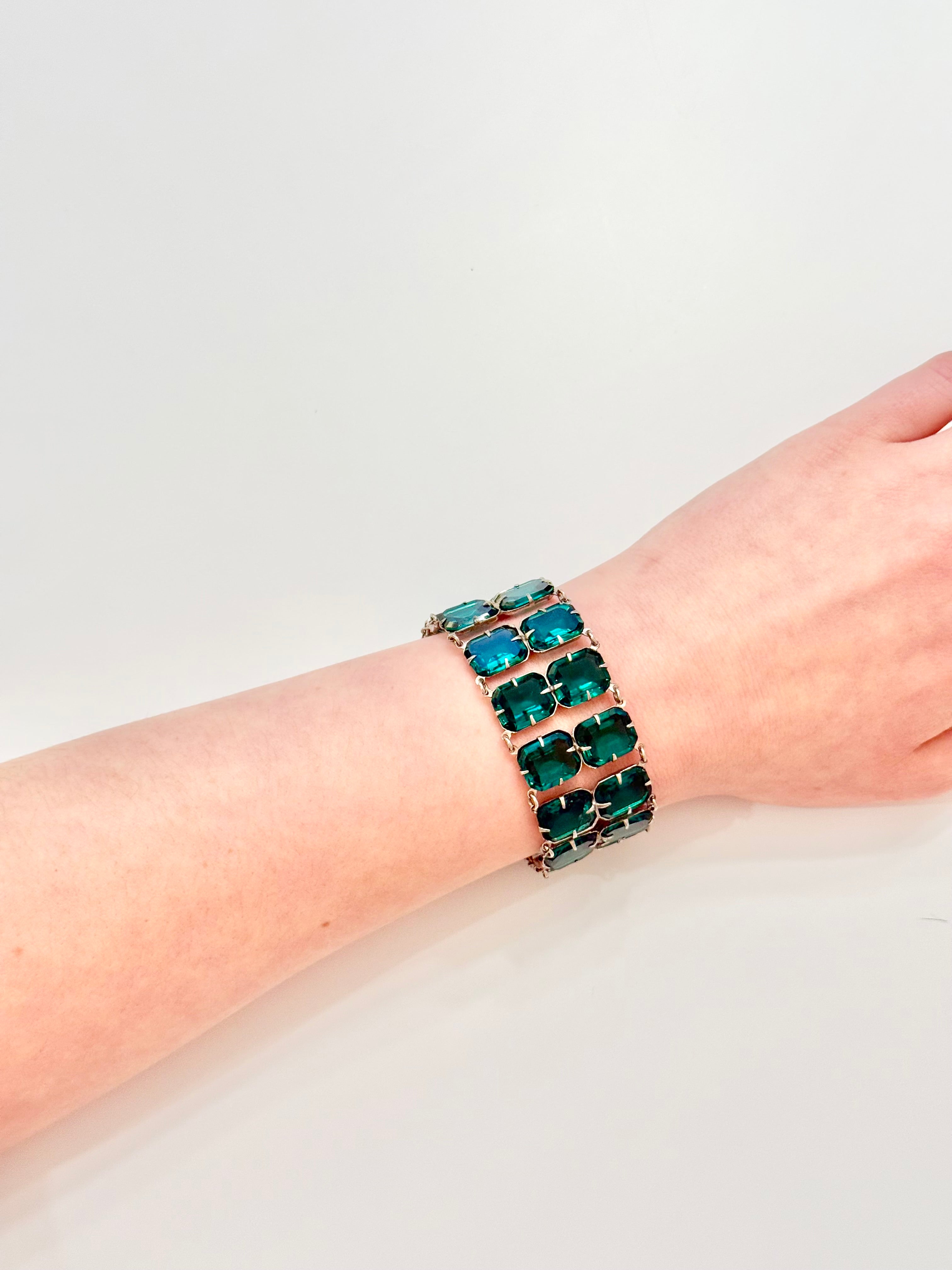 The most divine estate emerald glass bracelet