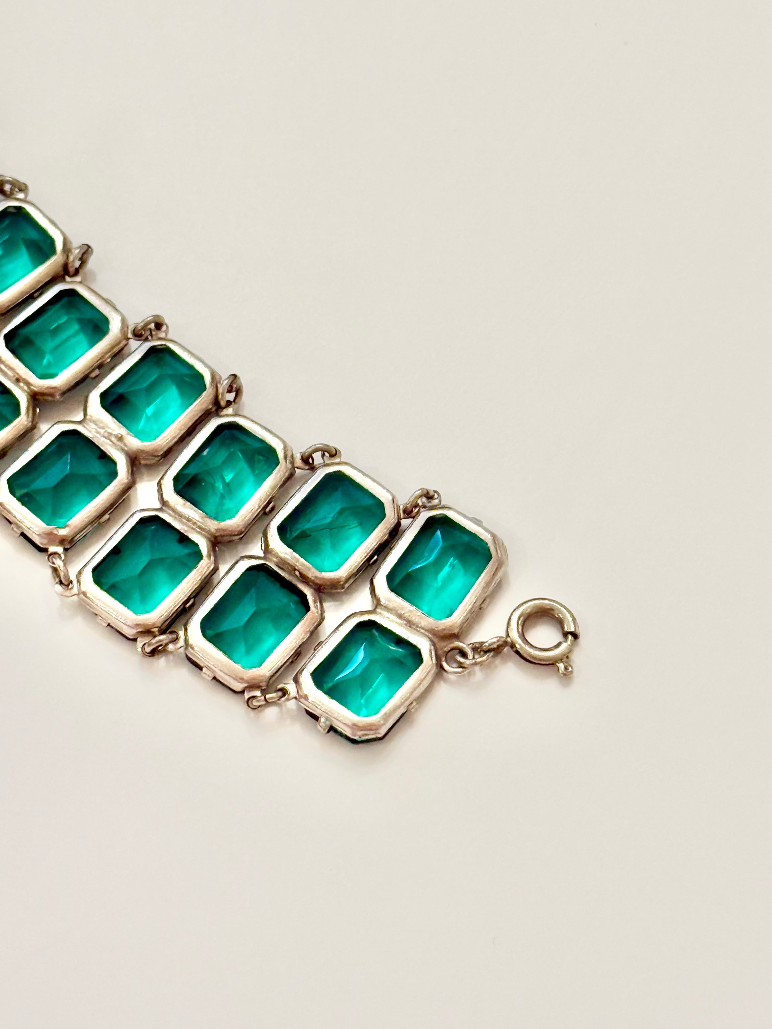 The most divine estate emerald glass bracelet