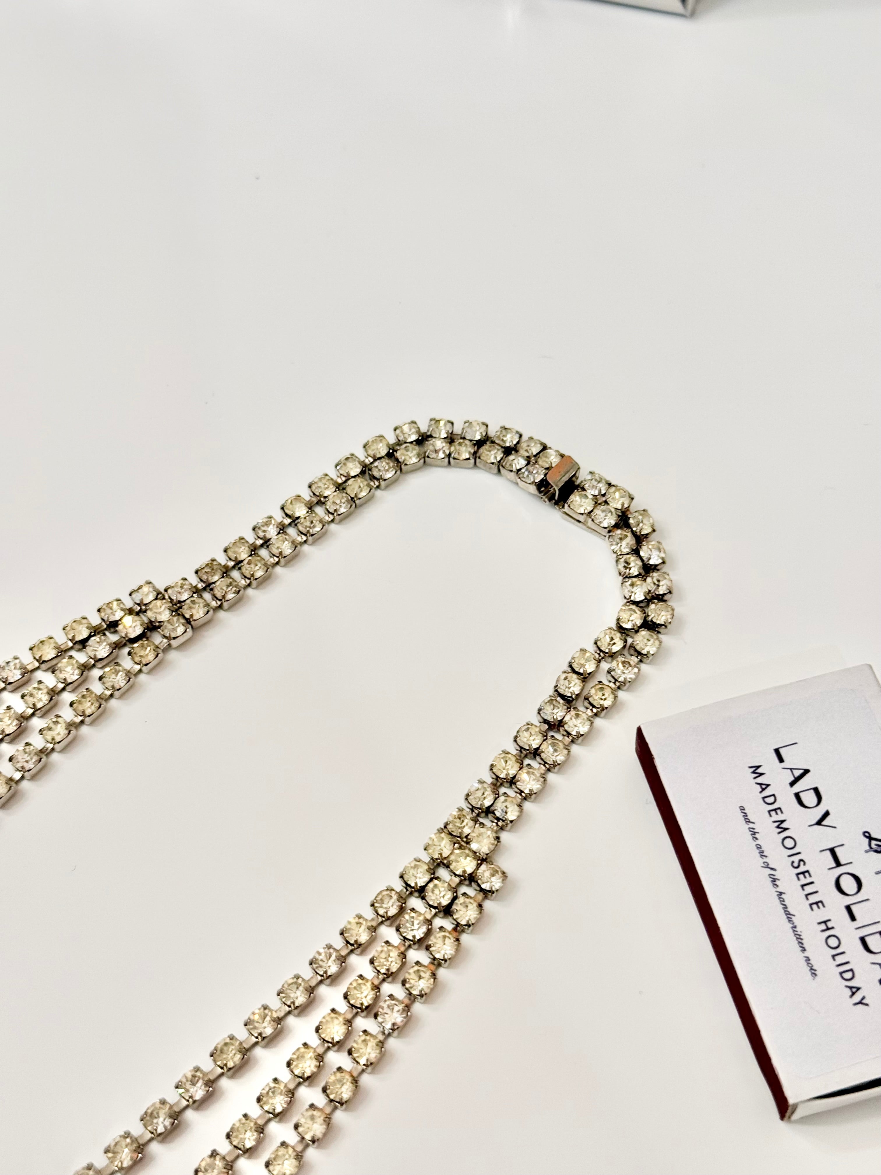 The most divine 1960's emerald glass drop necklace...