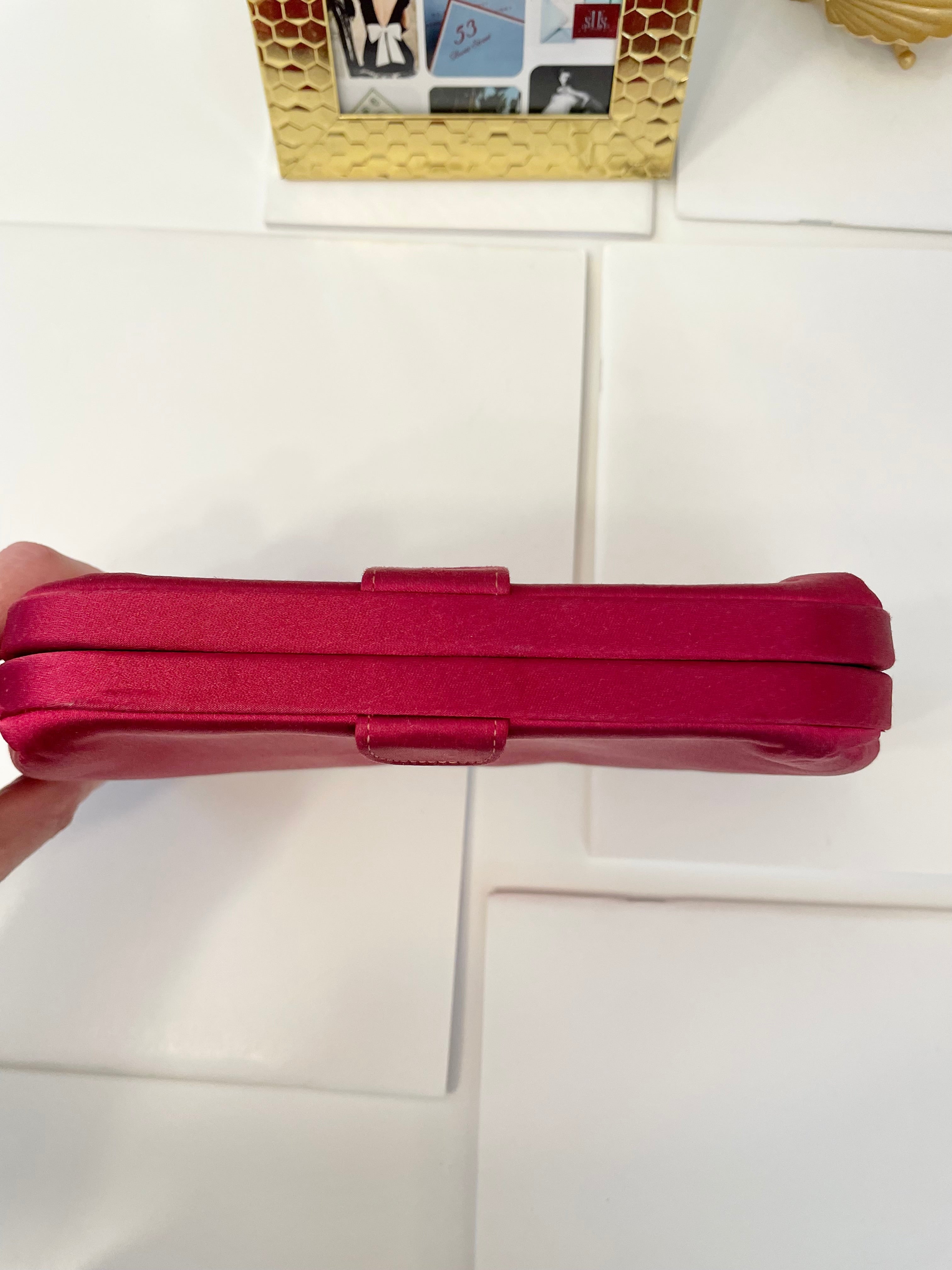 The most chic magenta satin and silk clutch bag.... the color is so rich