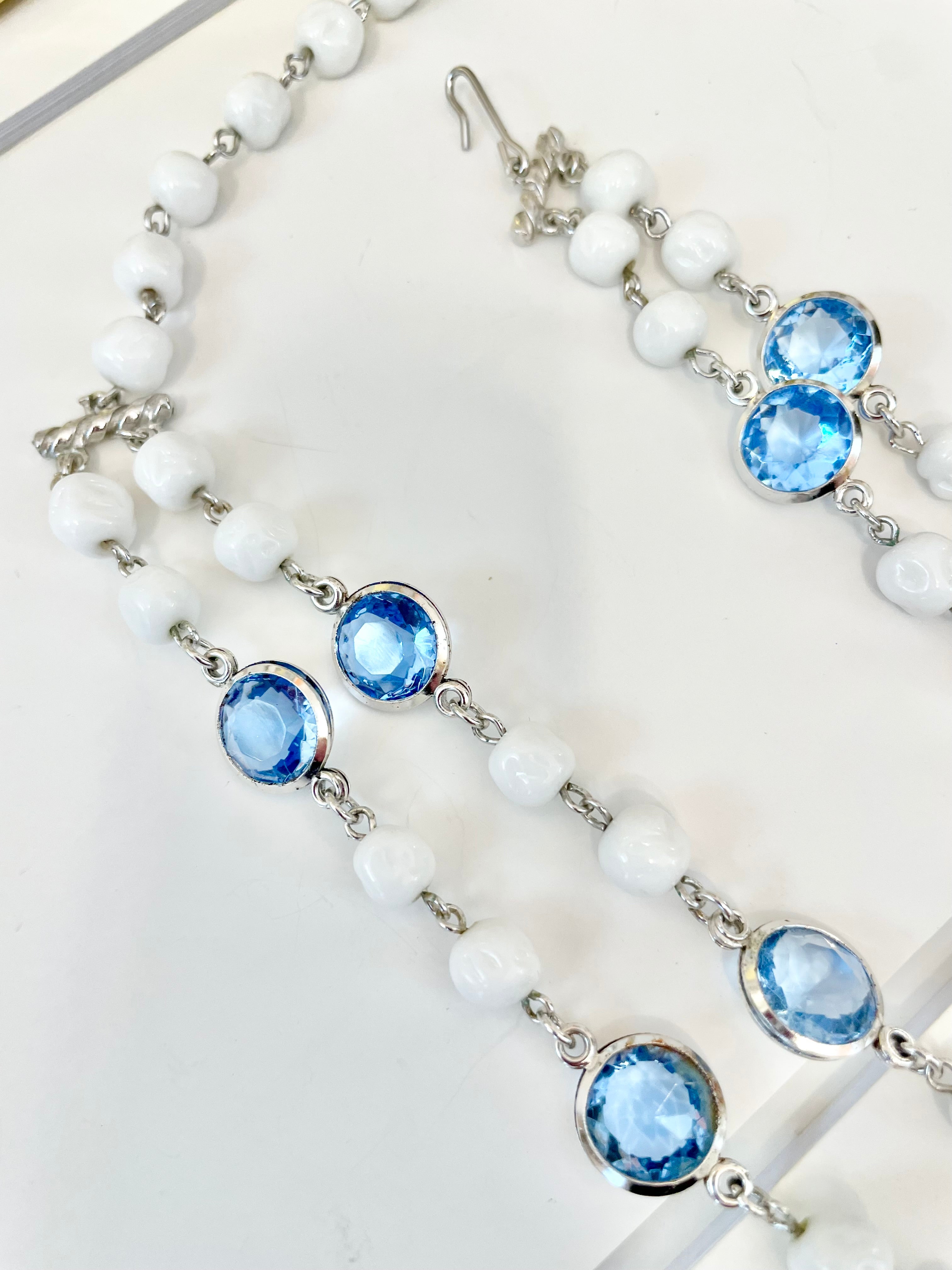 The most divine blue and white glass multi strand necklace.... so elegant