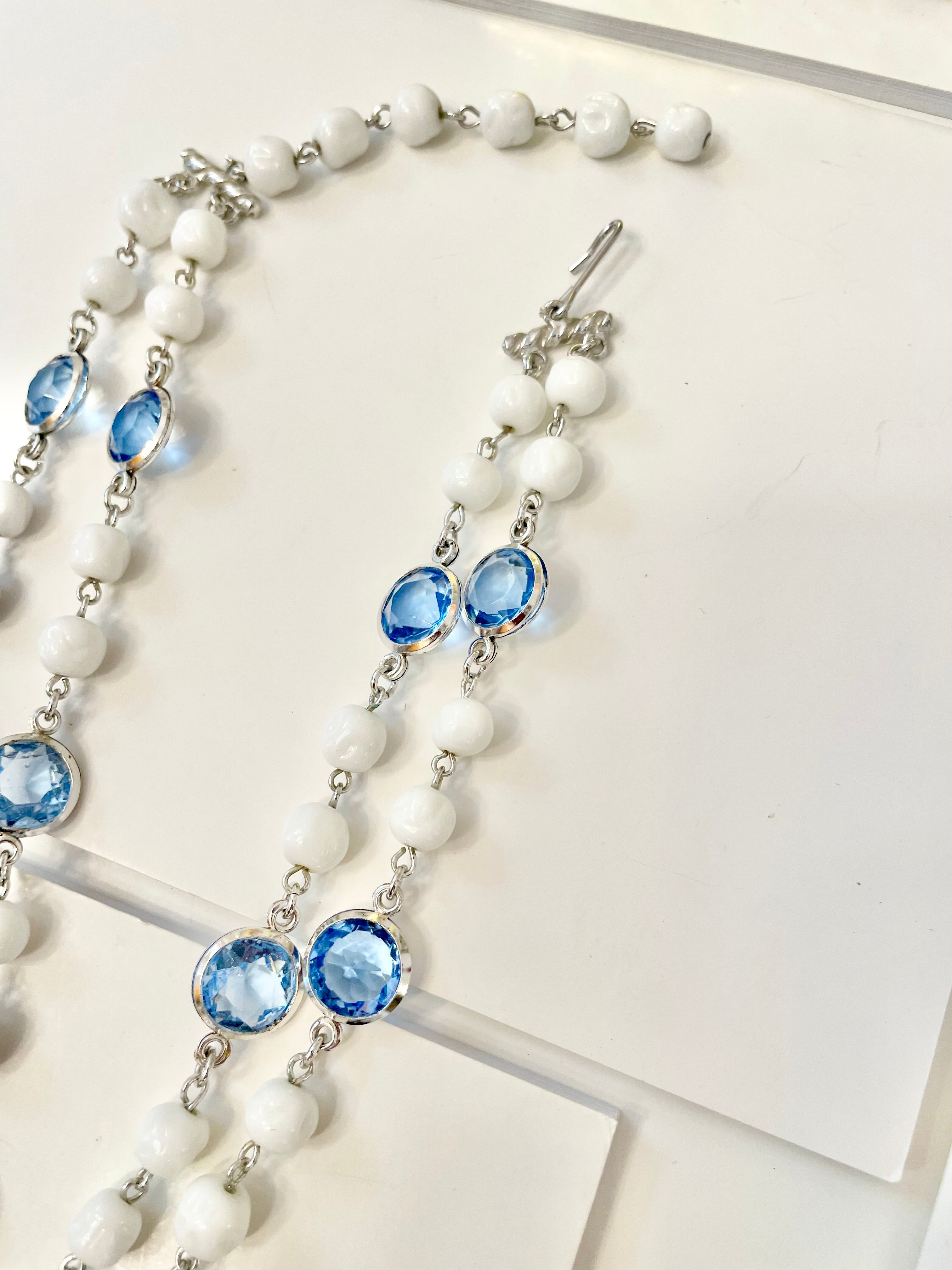The most divine blue and white glass multi strand necklace.... so elegant