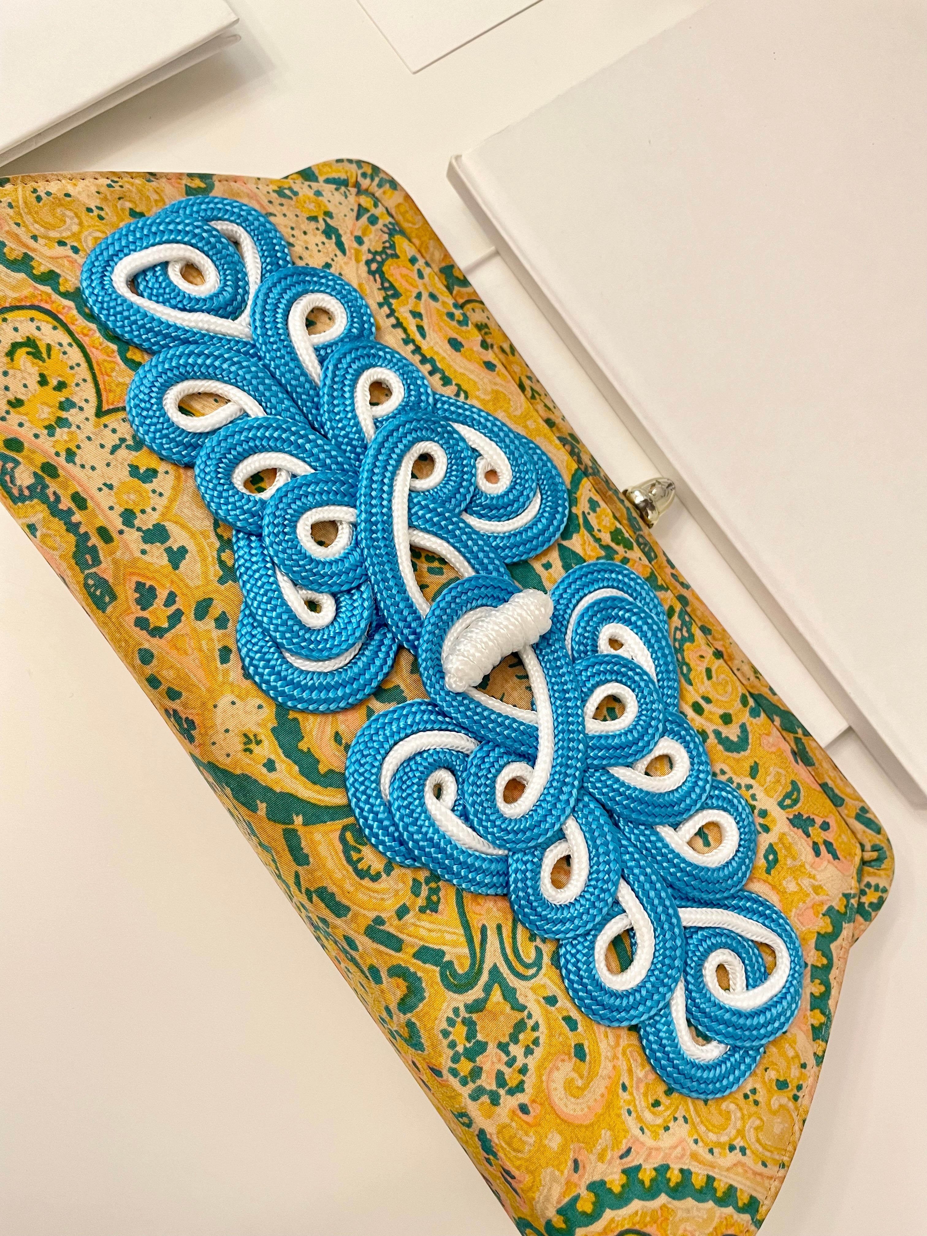 Vintage Cheeky Mistress colorful, unique clutch bag.... love the color story, and the snazzy adornment!