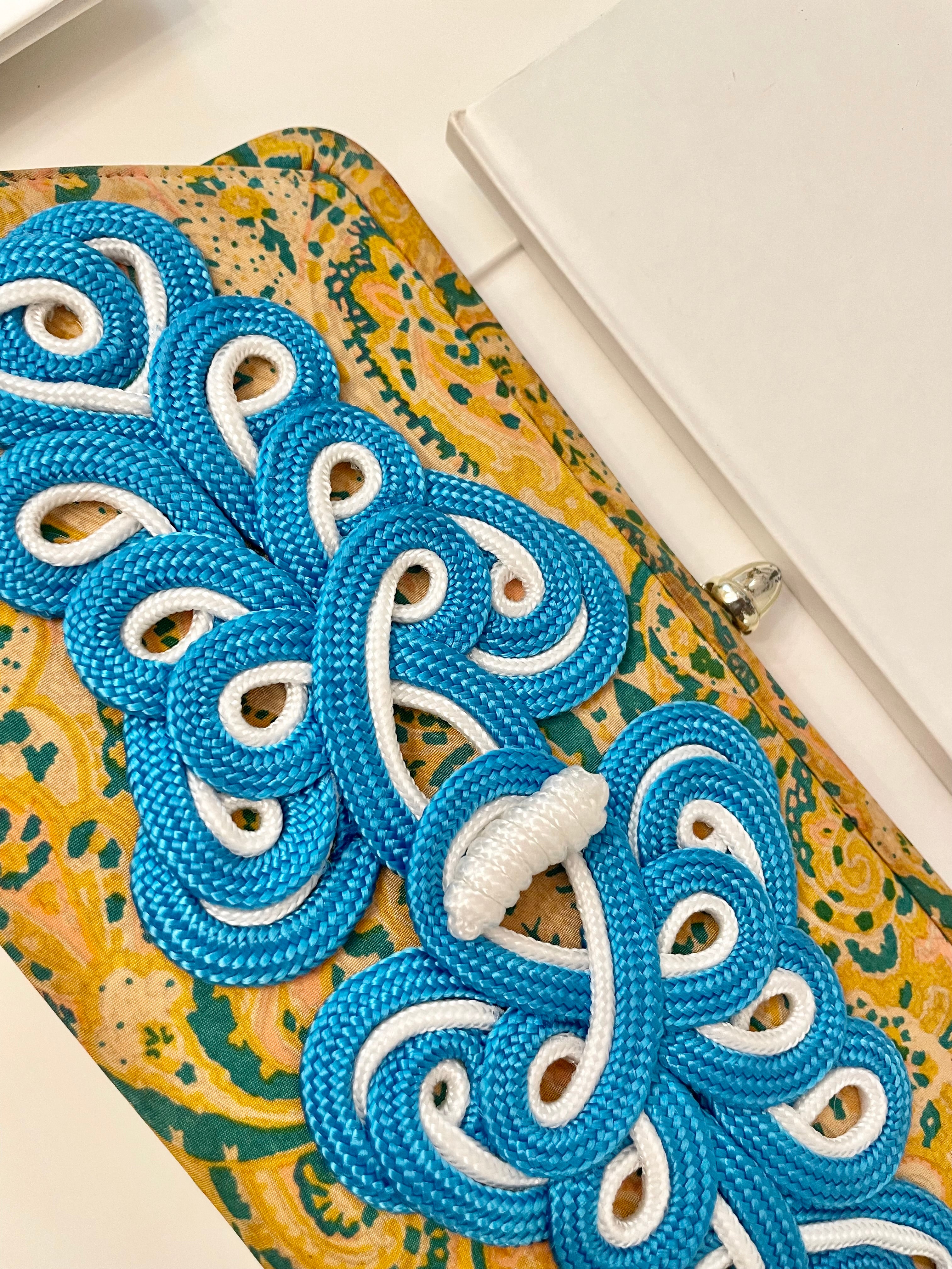 Vintage Cheeky Mistress colorful, unique clutch bag.... love the color story, and the snazzy adornment!