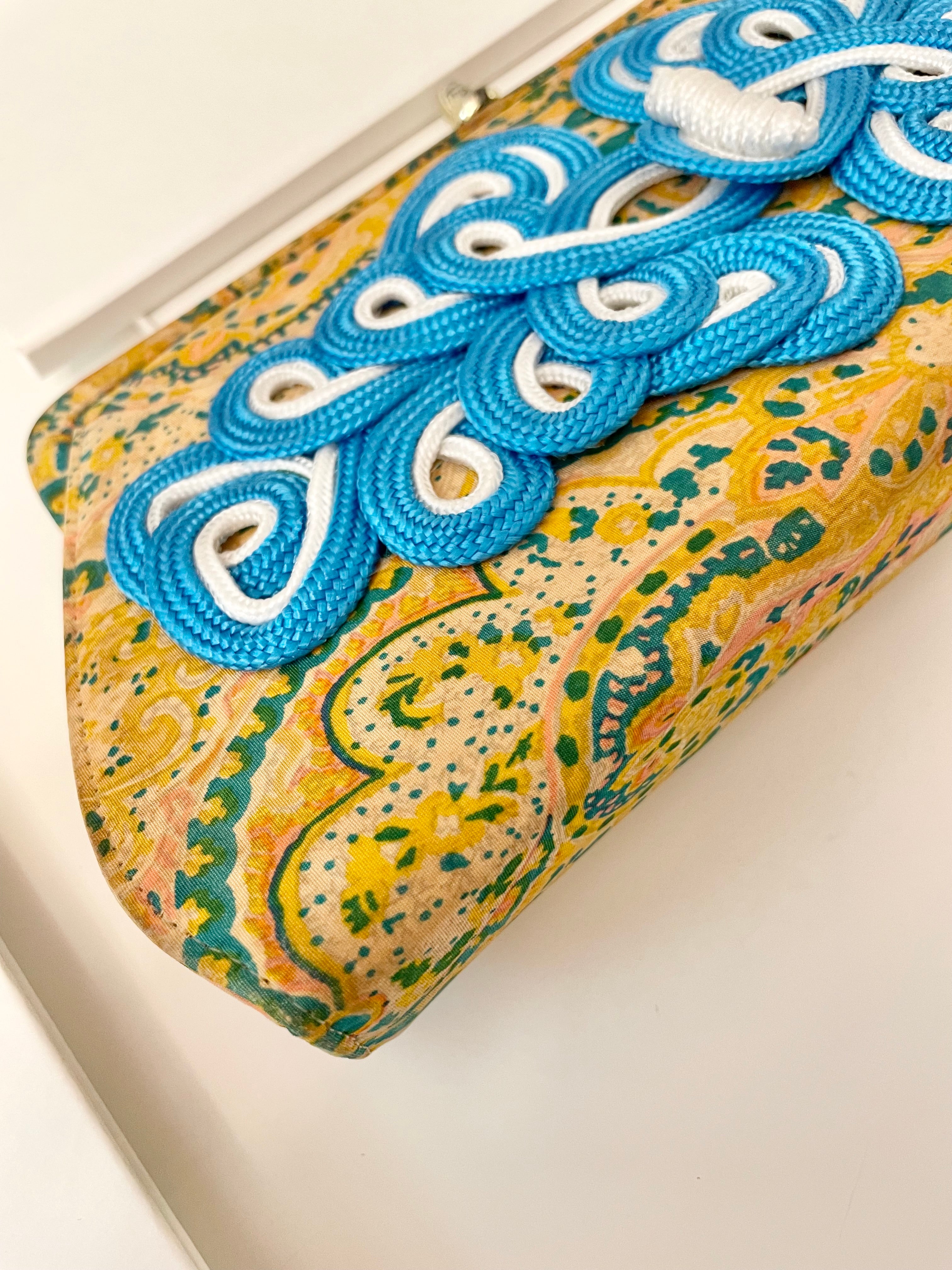 Vintage Cheeky Mistress colorful, unique clutch bag.... love the color story, and the snazzy adornment!