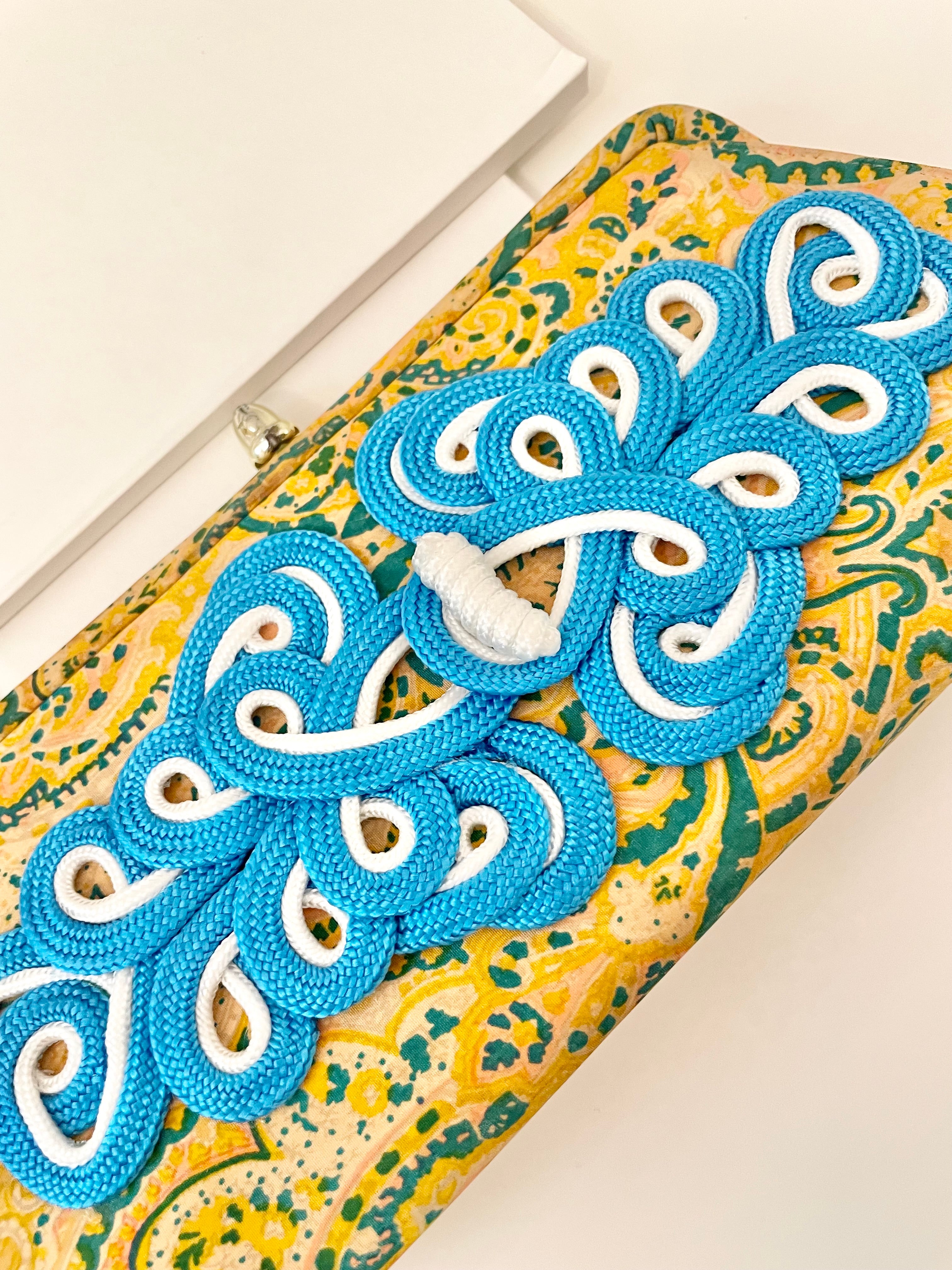 Vintage Cheeky Mistress colorful, unique clutch bag.... love the color story, and the snazzy adornment!