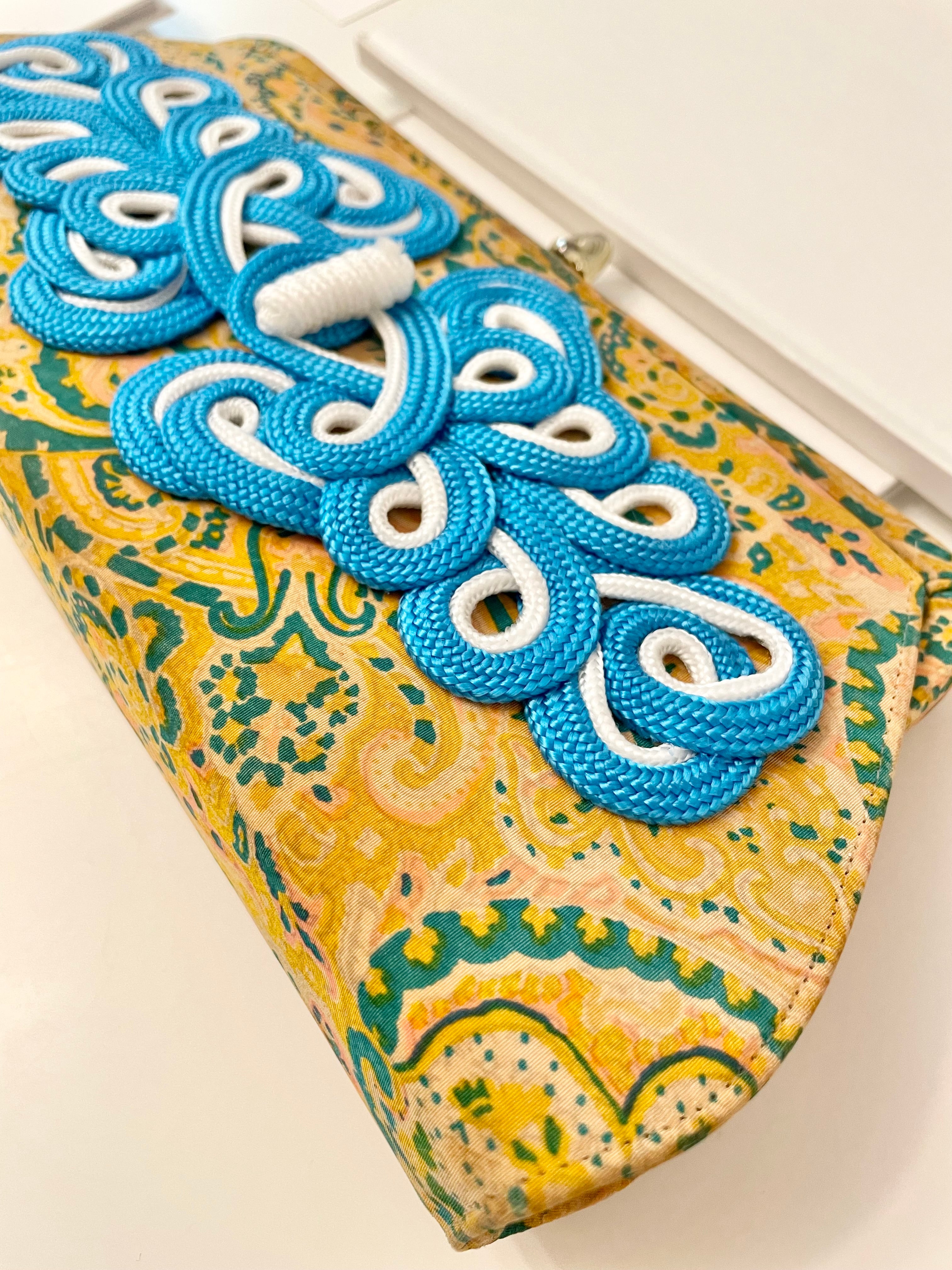 Vintage Cheeky Mistress colorful, unique clutch bag.... love the color story, and the snazzy adornment!