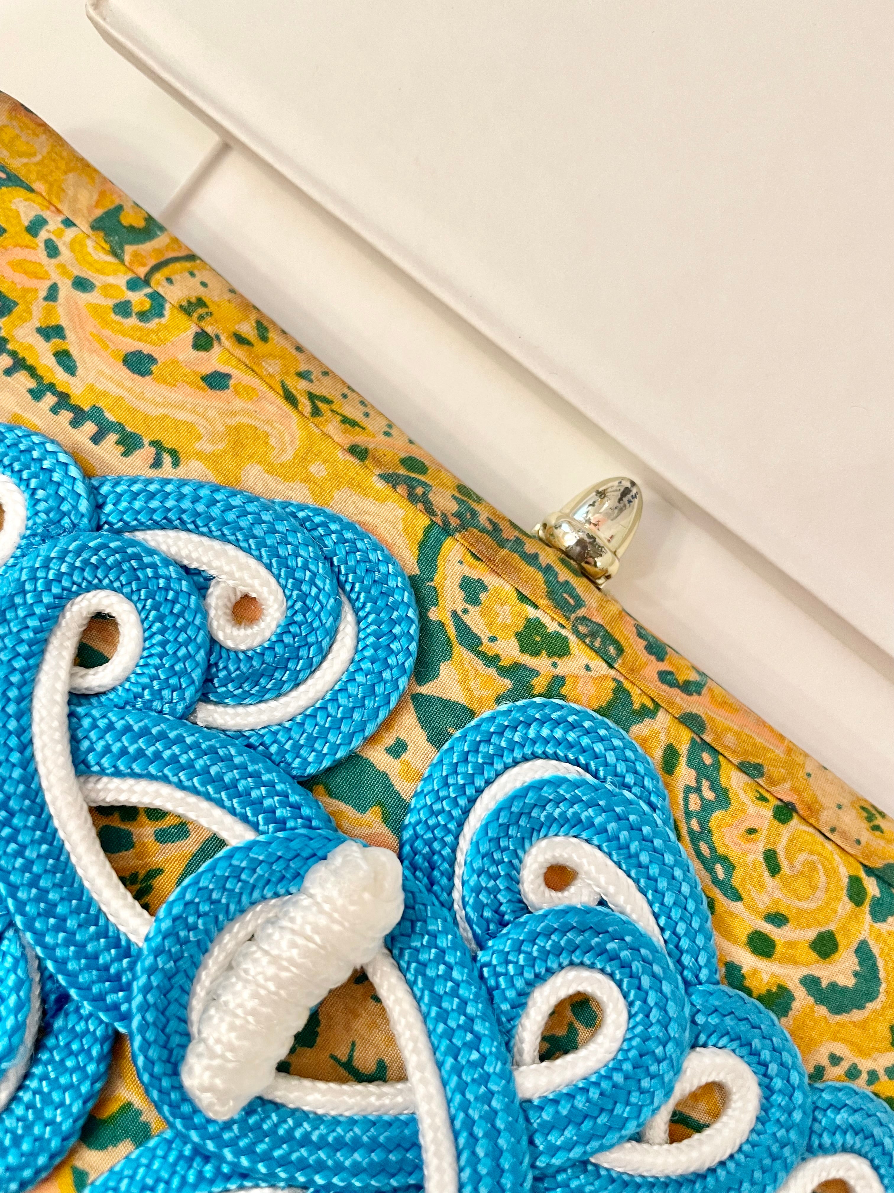 Vintage Cheeky Mistress colorful, unique clutch bag.... love the color story, and the snazzy adornment!