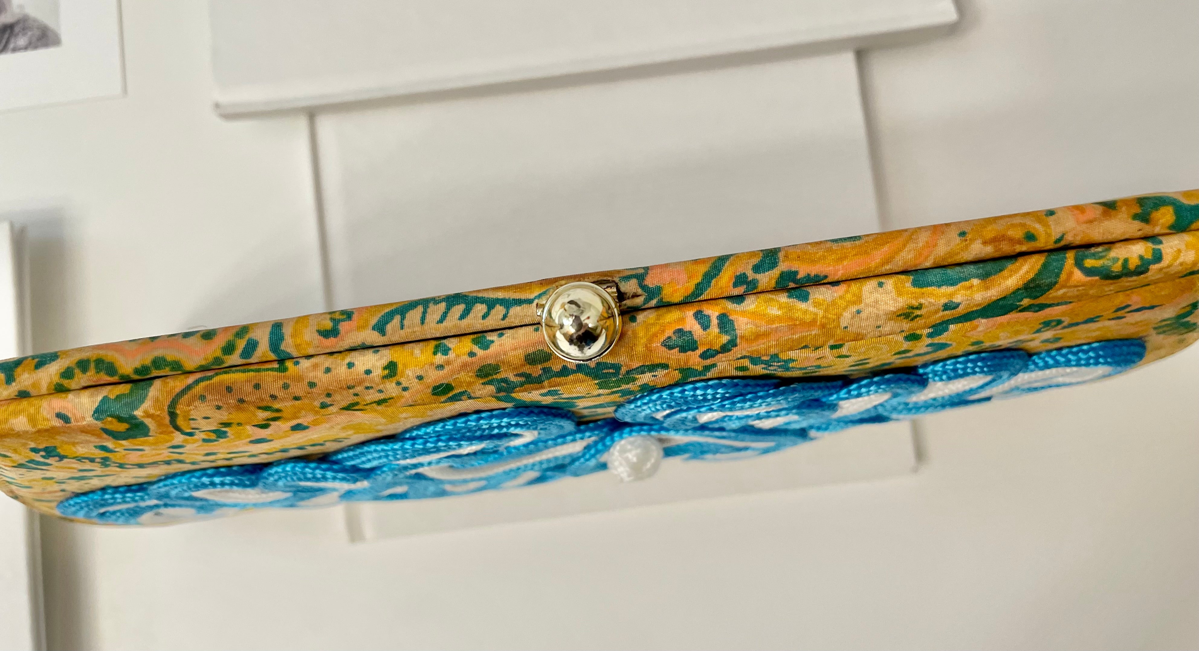 Vintage Cheeky Mistress colorful, unique clutch bag.... love the color story, and the snazzy adornment!