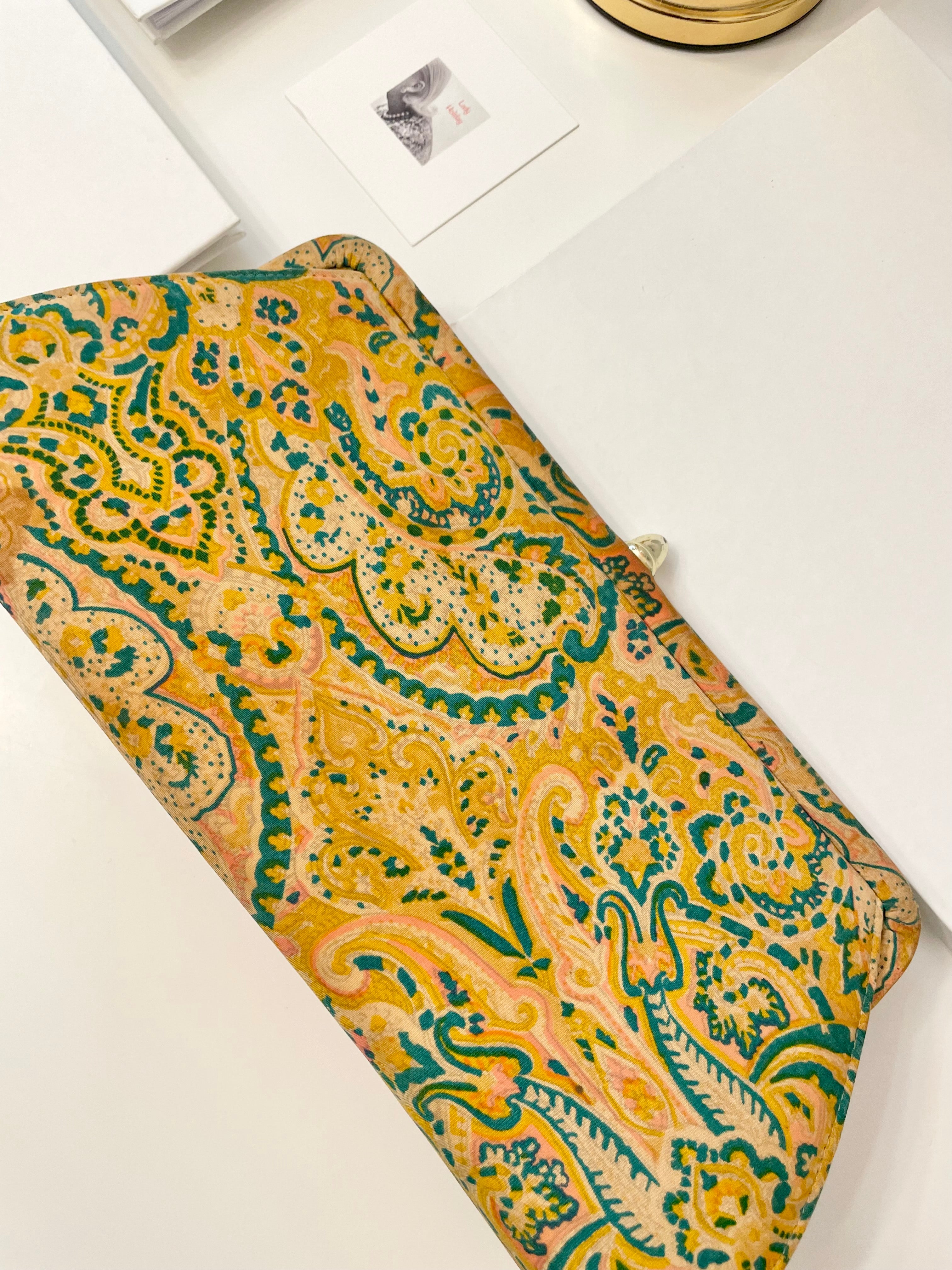 Vintage Cheeky Mistress colorful, unique clutch bag.... love the color story, and the snazzy adornment!