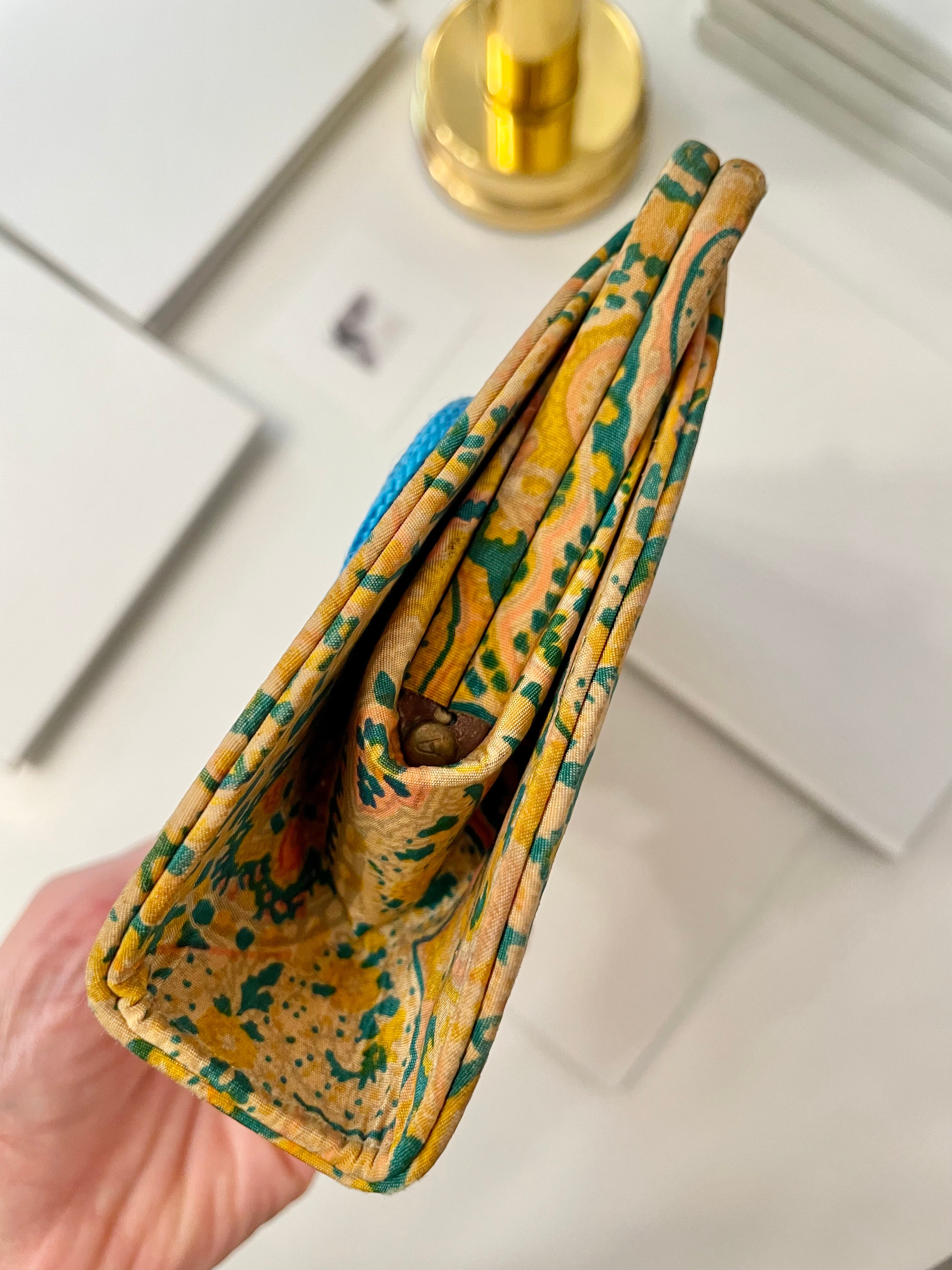 Vintage Cheeky Mistress colorful, unique clutch bag.... love the color story, and the snazzy adornment!