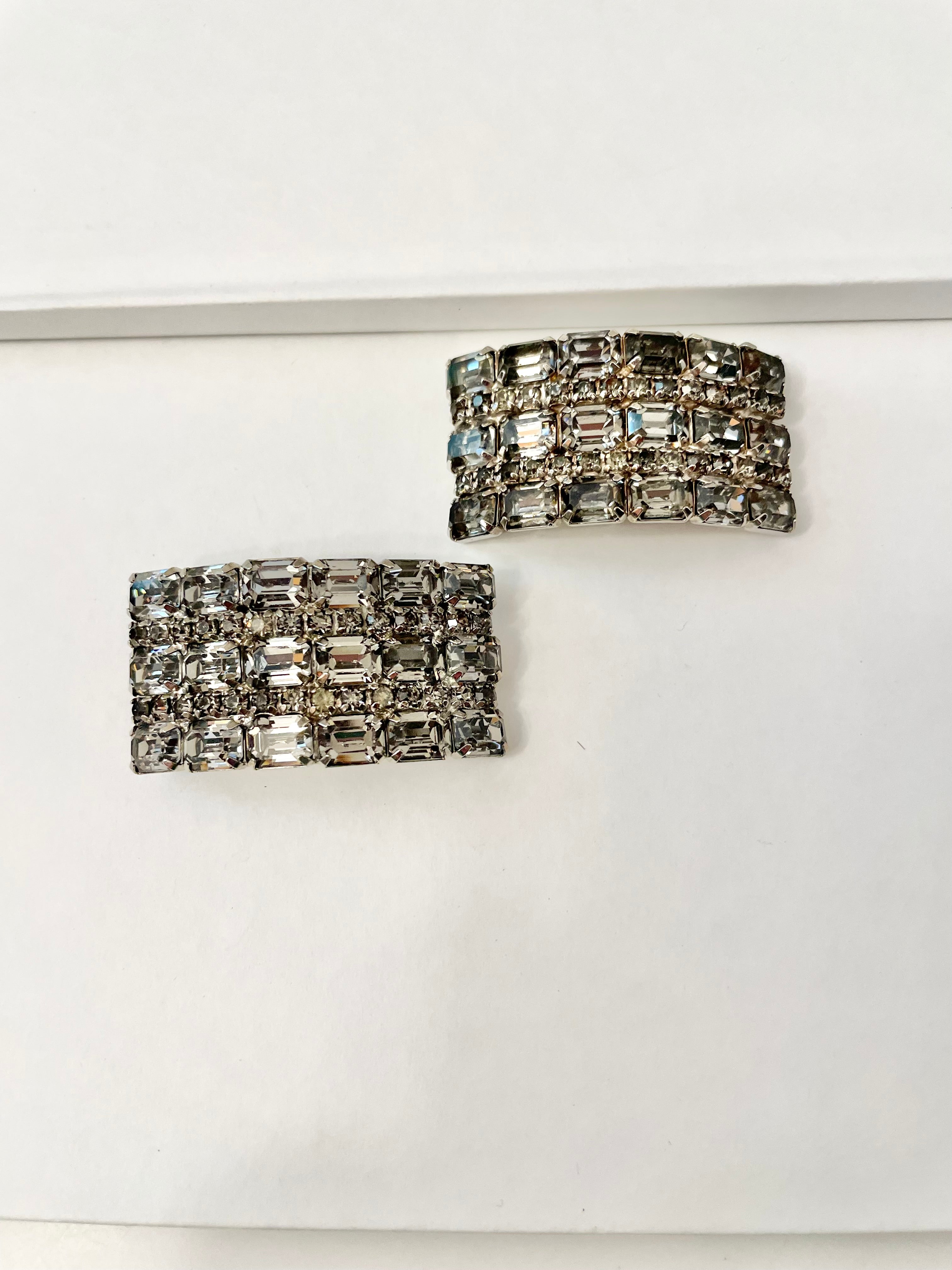 Vintage 1960's stunning gray glass shoe clips... looks divine on your ballet flats, to your emerald green heels!