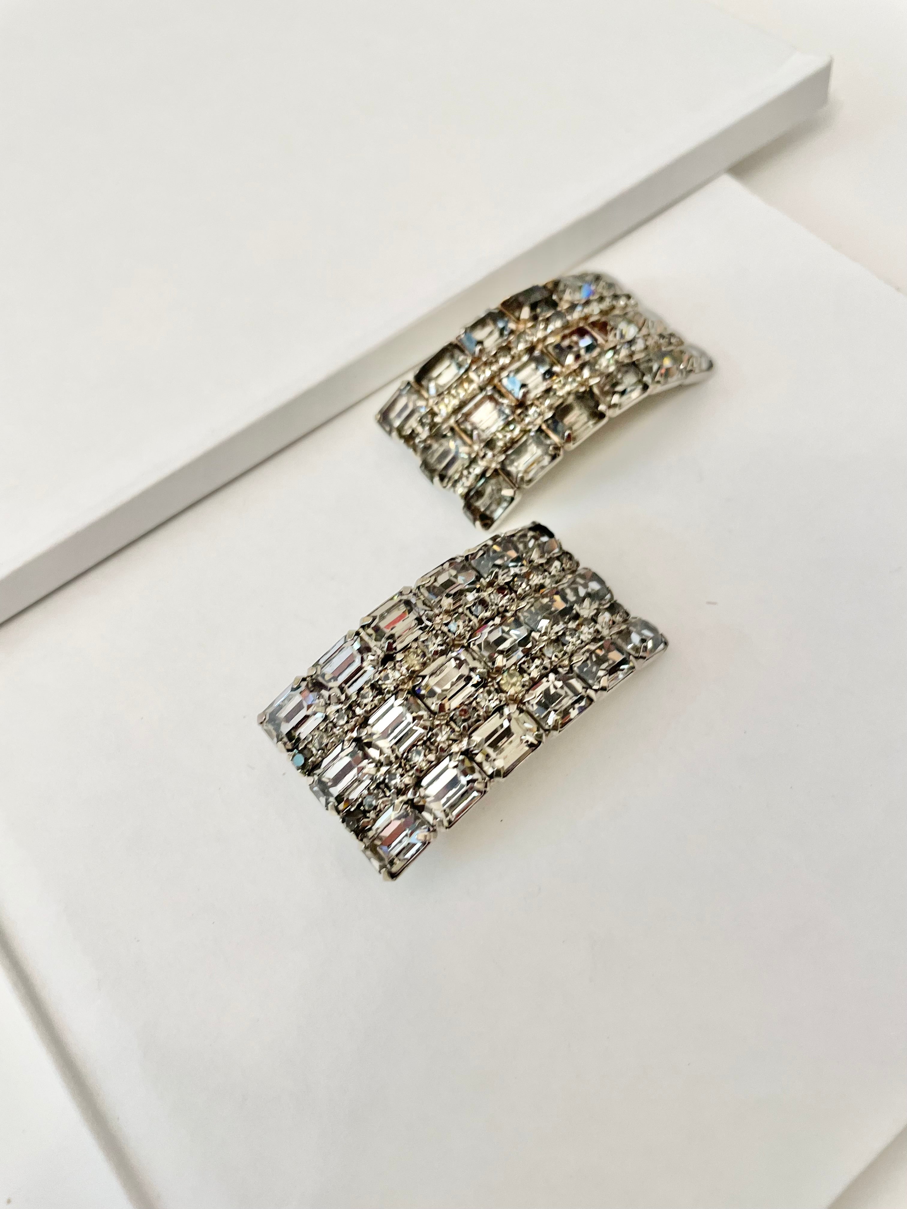 Vintage 1960's stunning gray glass shoe clips... looks divine on your ballet flats, to your emerald green heels!