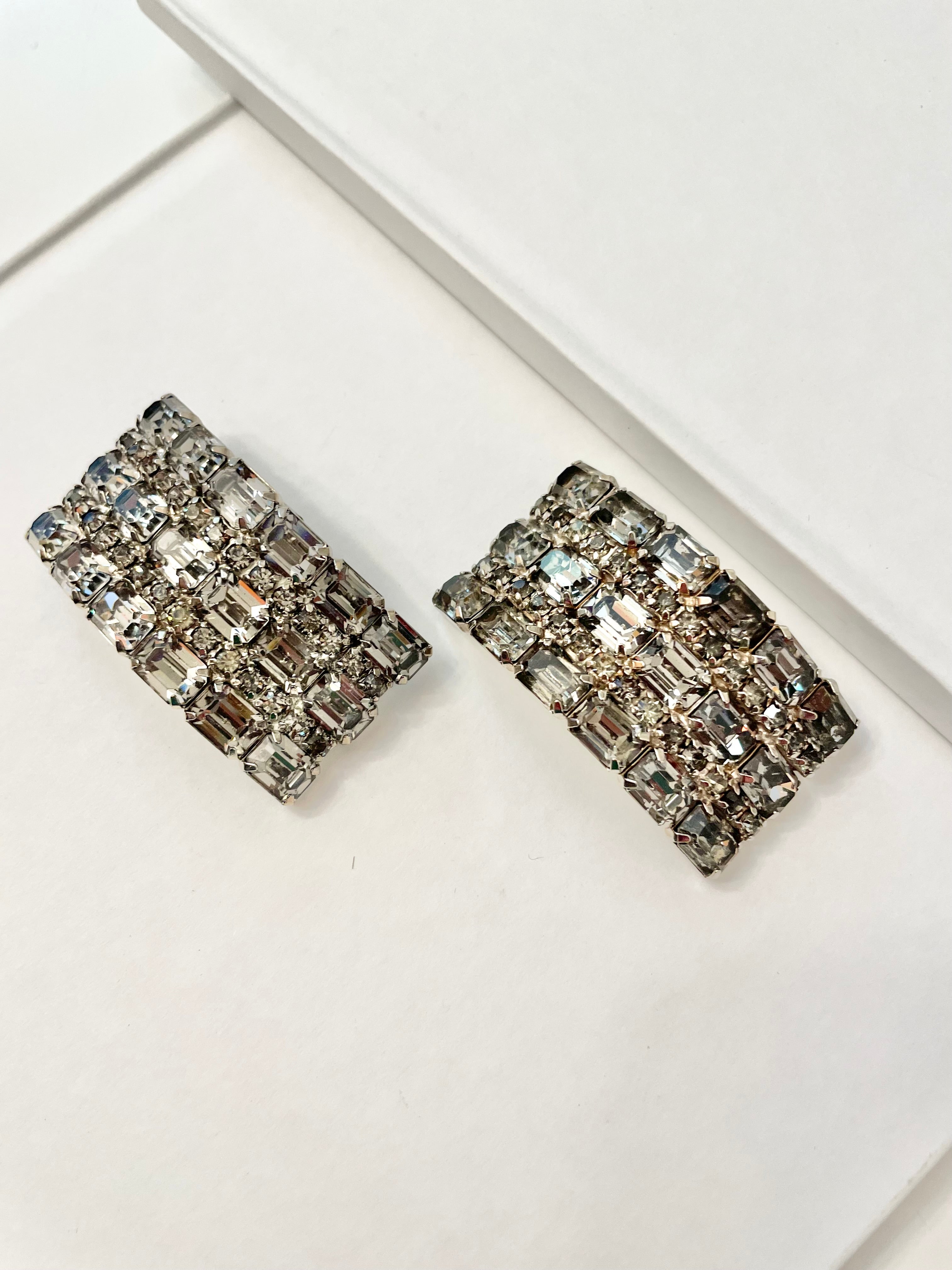 Vintage 1960's stunning gray glass shoe clips... looks divine on your ballet flats, to your emerald green heels!