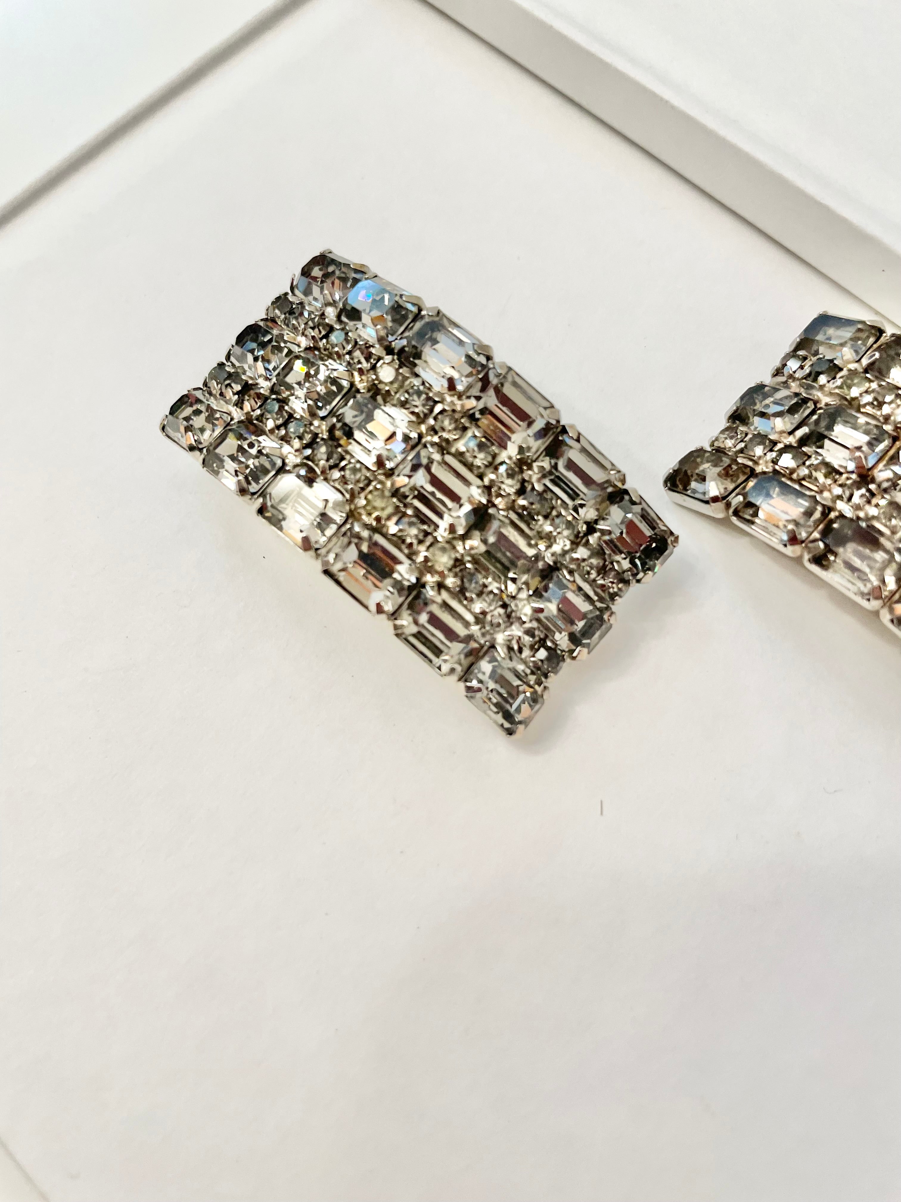 Vintage 1960's stunning gray glass shoe clips... looks divine on your ballet flats, to your emerald green heels!