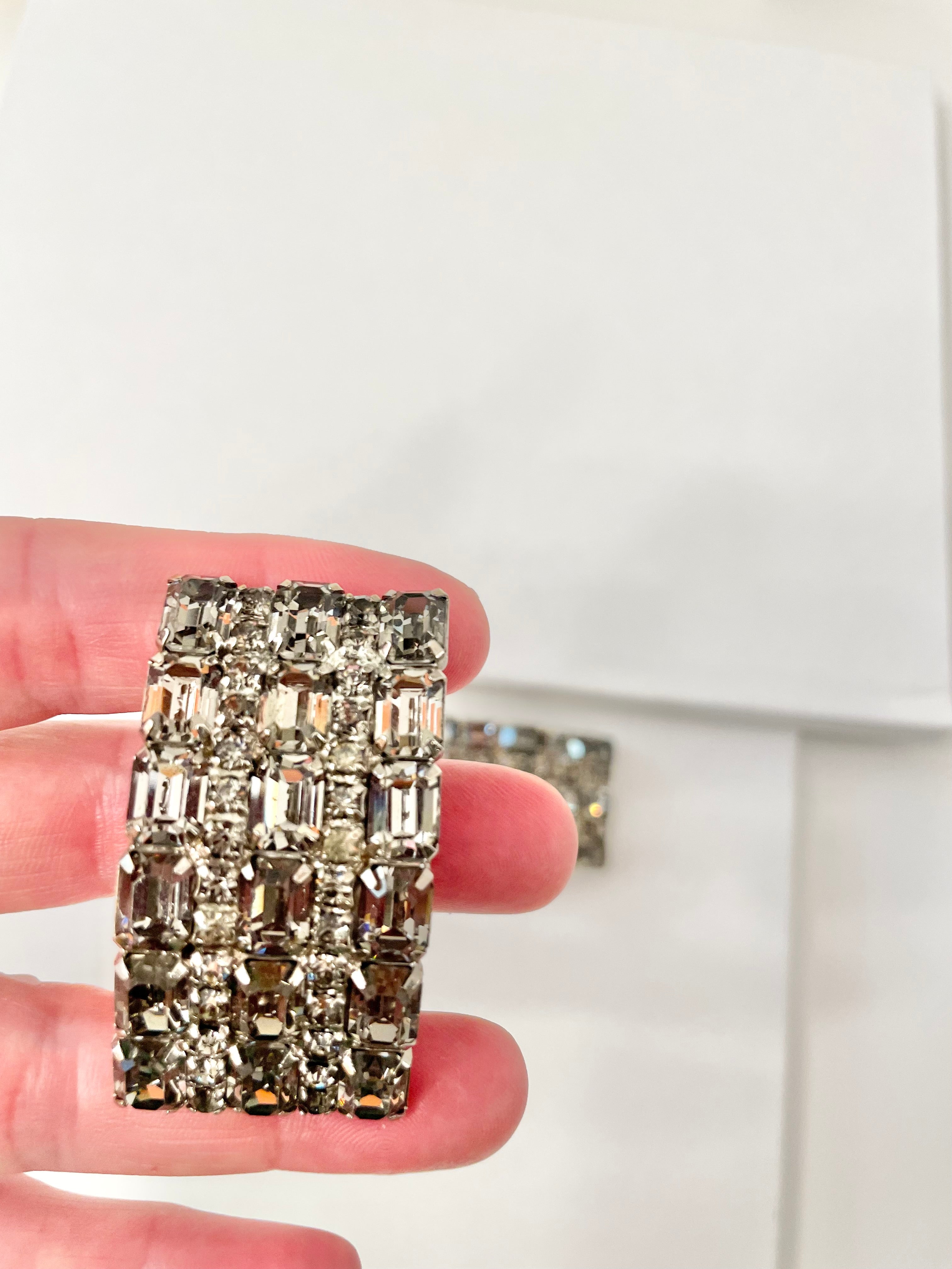 Vintage 1960's stunning gray glass shoe clips... looks divine on your ballet flats, to your emerald green heels!