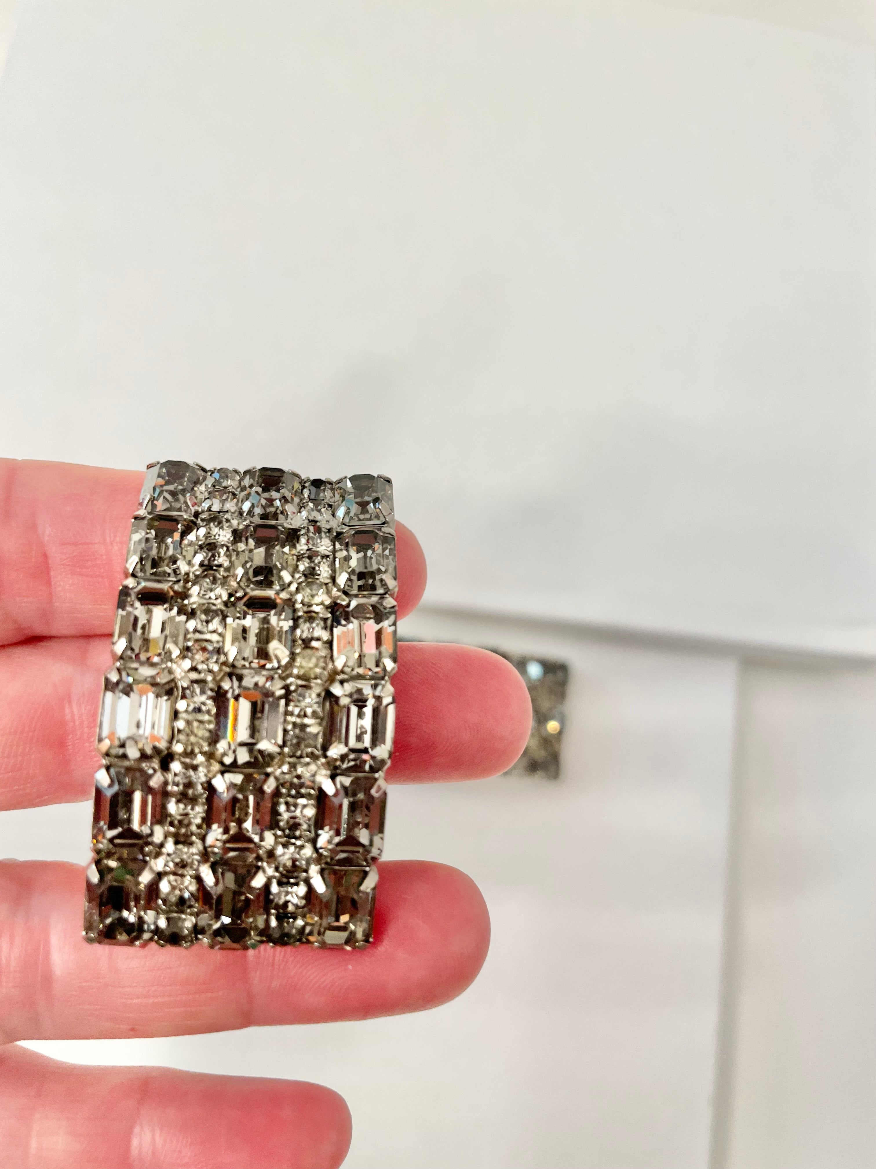 Vintage 1960's stunning gray glass shoe clips... looks divine on your ballet flats, to your emerald green heels!