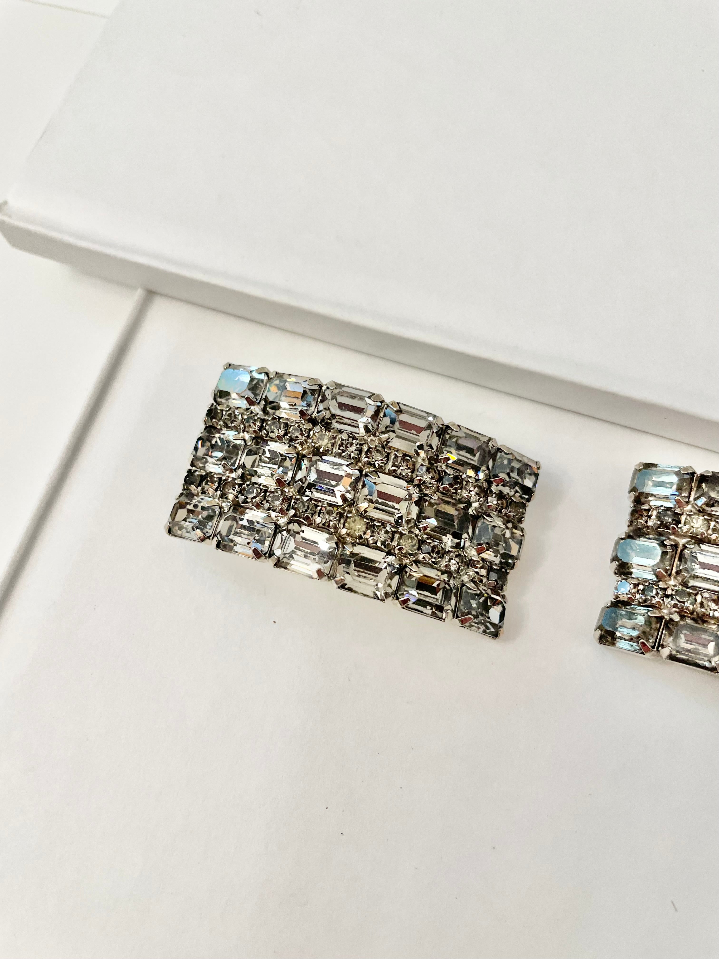 Vintage 1960's stunning gray glass shoe clips... looks divine on your ballet flats, to your emerald green heels!