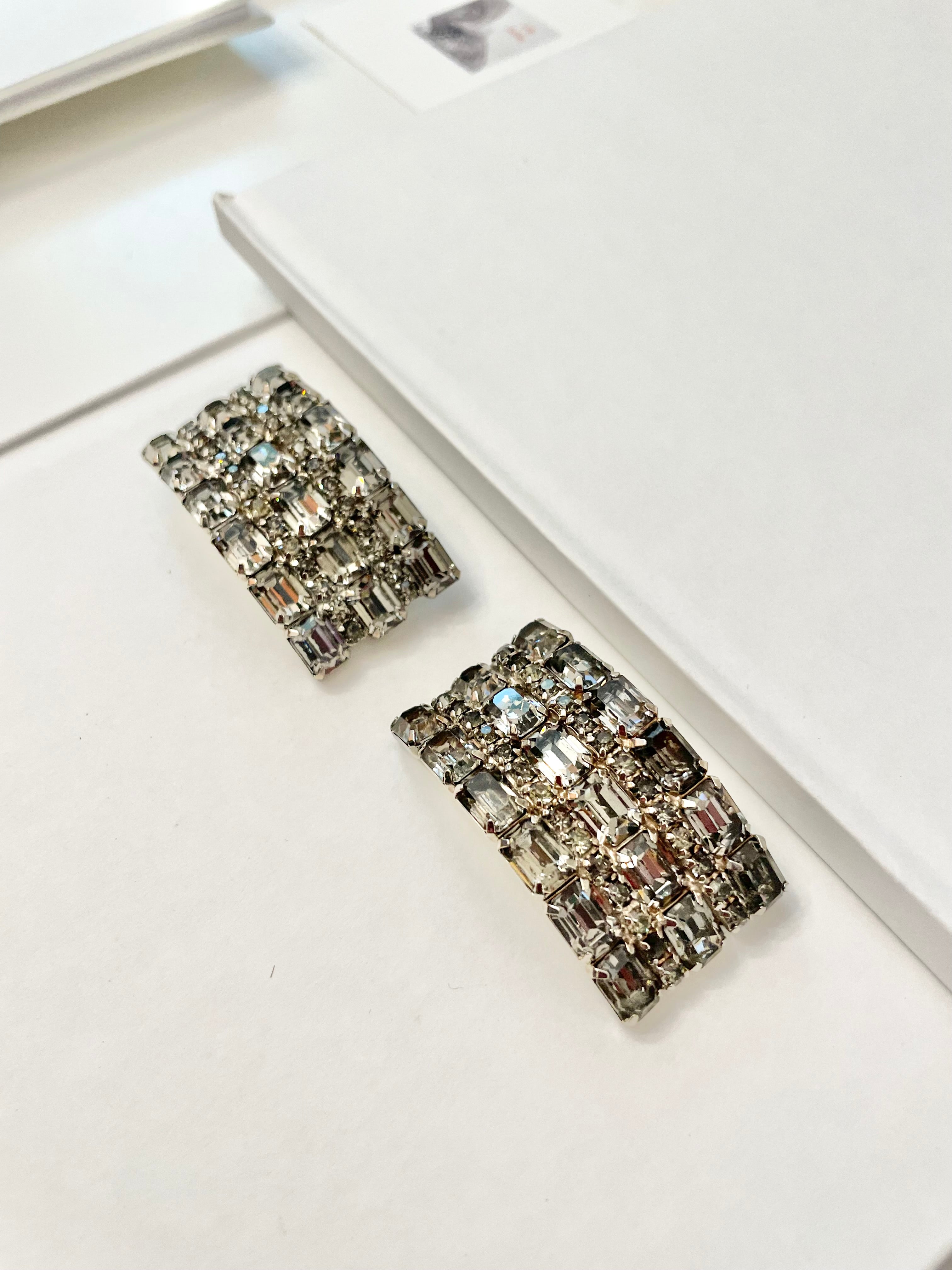 Vintage 1960's stunning gray glass shoe clips... looks divine on your ballet flats, to your emerald green heels!