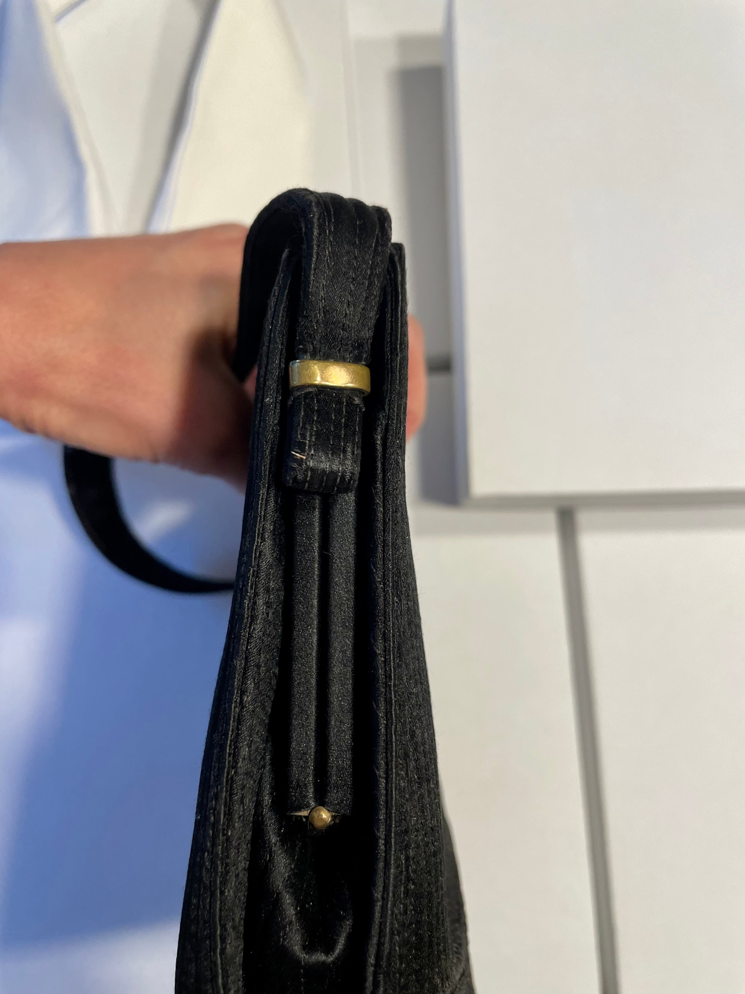 Vintage genuine turquoise, and noir silk, 1950's stunning evening bag.. Made in Paris!