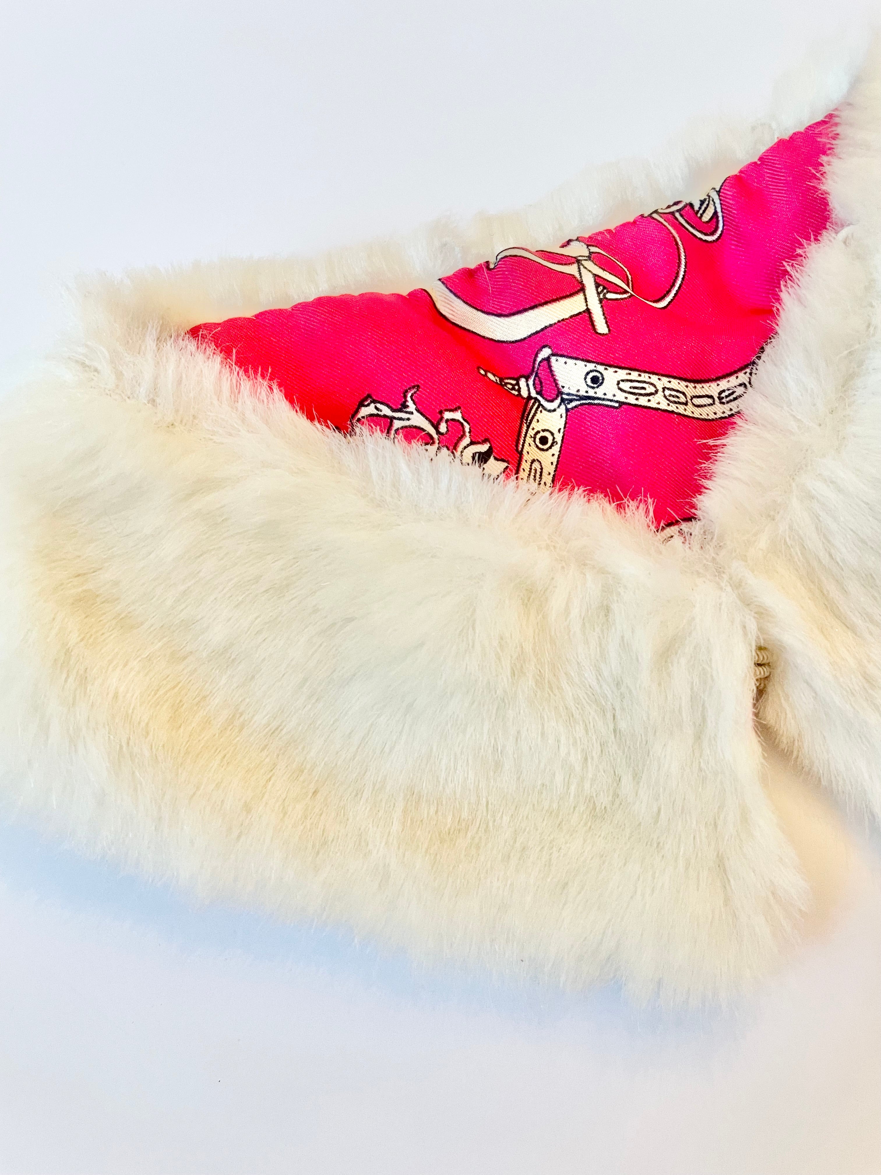 1950's faux blonde fur collar collar lined with Hermes.... so charming