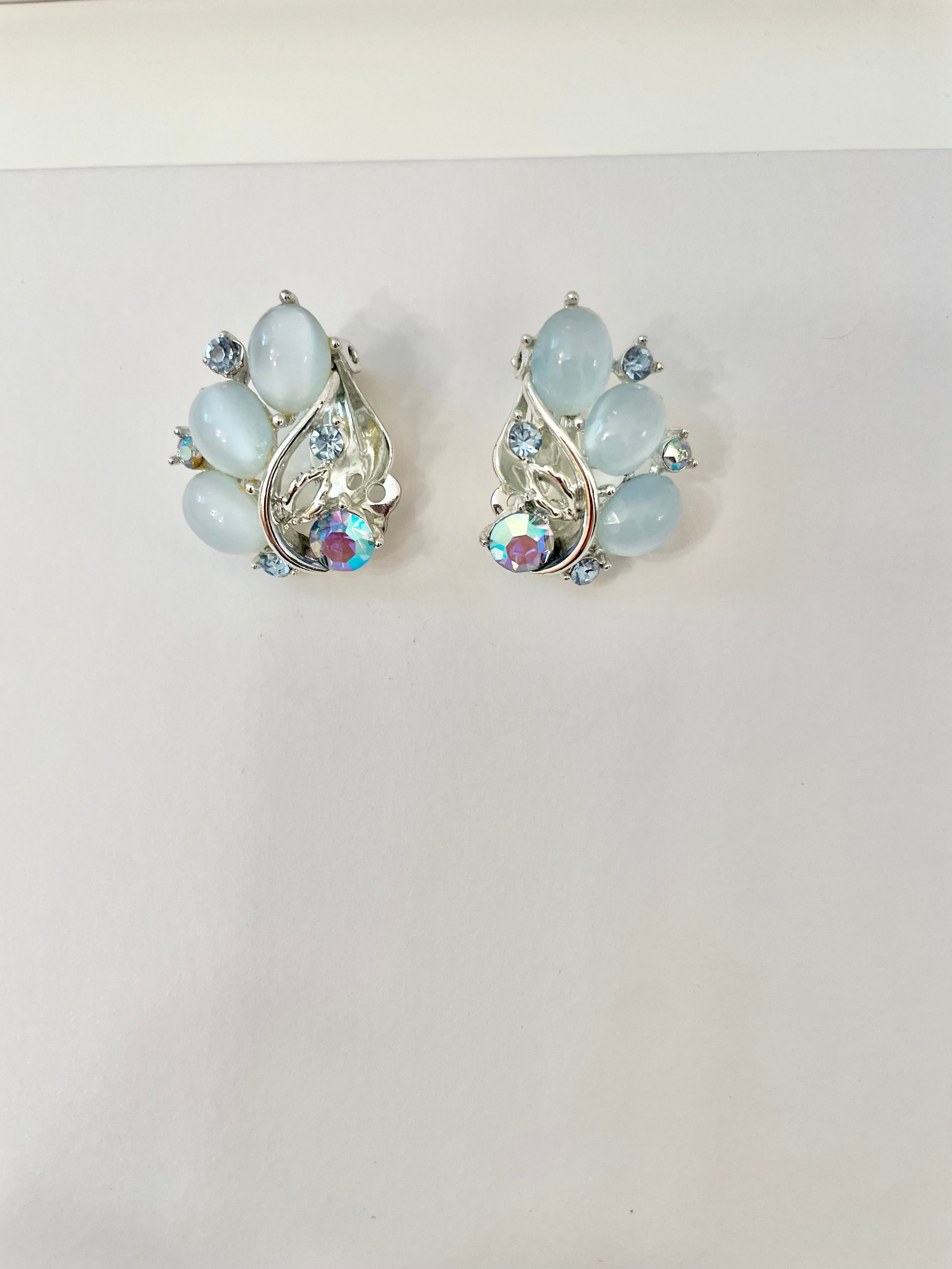 The feminine delights that are these Lisner soft blue moon glow earrings.. speak to many ladies hearts! the perfect colors..